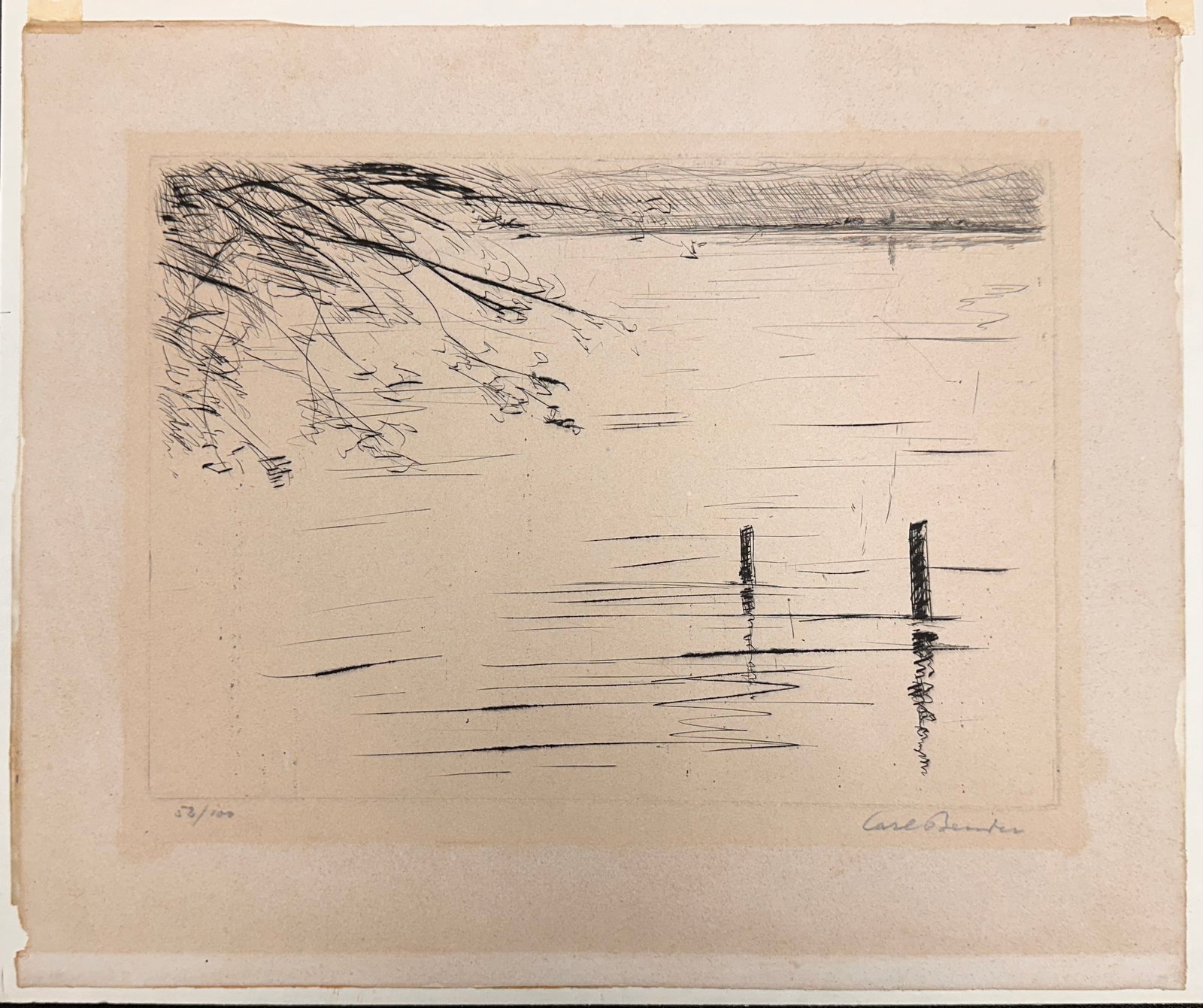 Carl H. Bender Etching Signed: Carl H. Bender Etching Signed, , 53/100, 8 x 11" image size