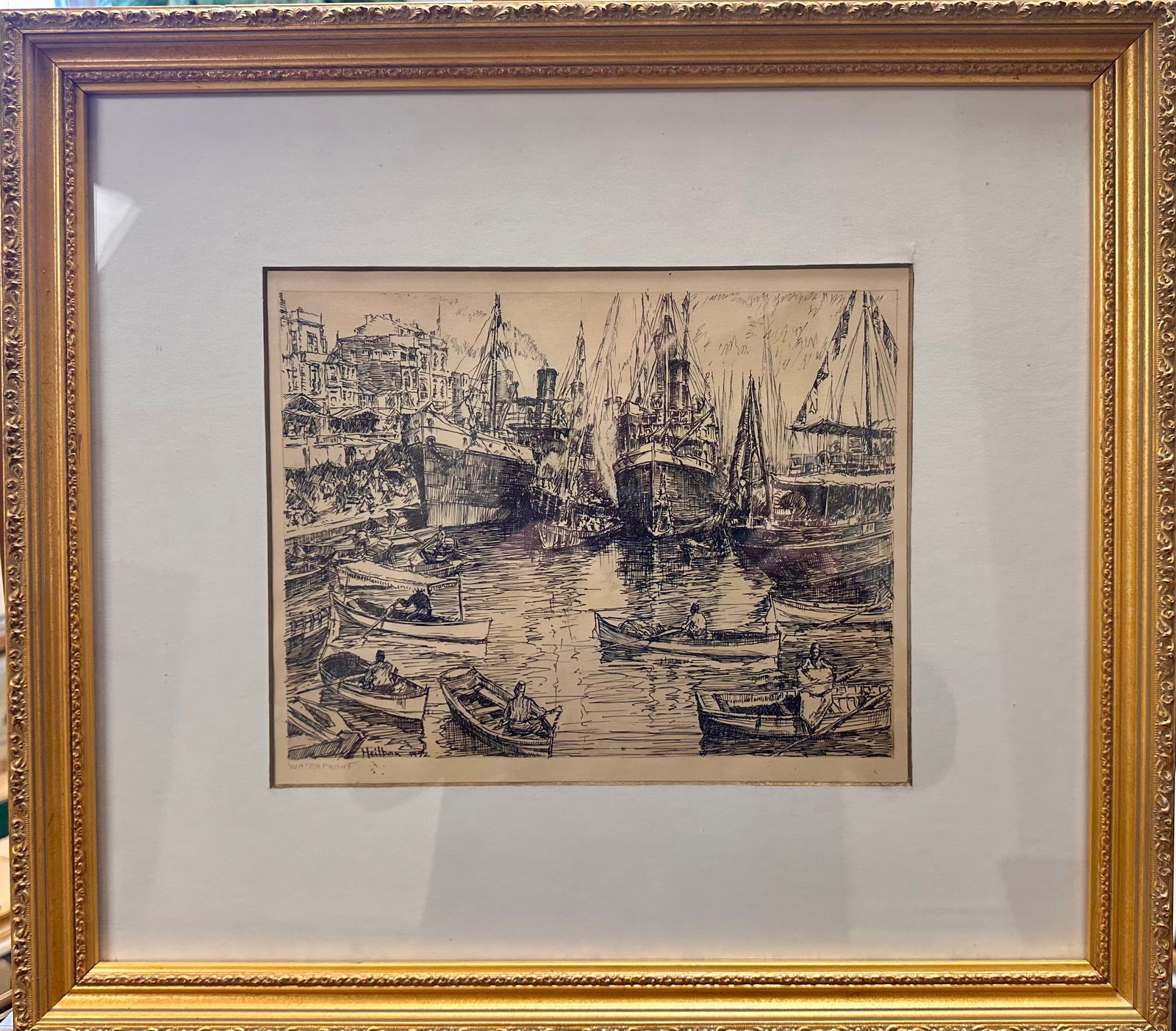 Vintage American California Artist Industrial WPA Scene Original Signed Carl Heilborn #1 (1 of 4)