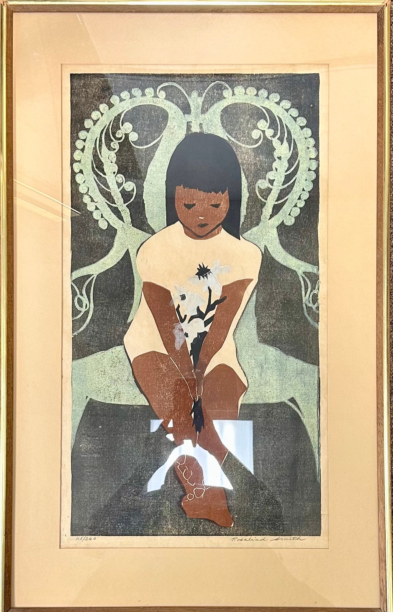 Vintage American School Artist Rosalind Smith Woodcut Signed (1 of 4)