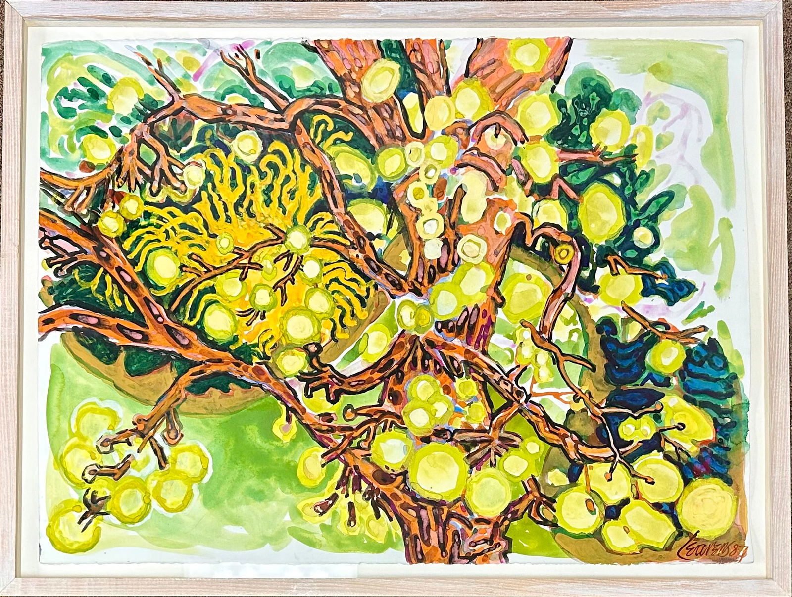 Vintage MCM Bright Modernist Still-Life American New Jersey Artist Evelyn Leavens Original (1 of 4)