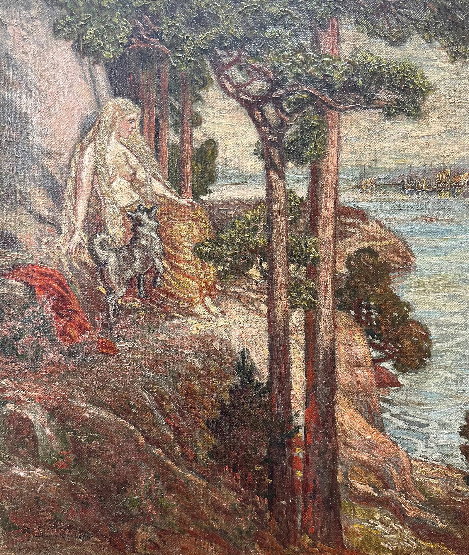 Early 20th Century American School Symbolist Oil Painting Signed (1 of 4)