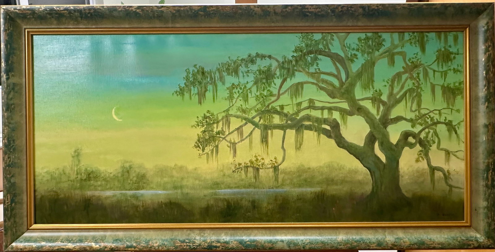 American School Southern Scene Dan Schein Oil Painting: American School Southern Scene Dan Schein Oil Painting, 17 1/2 x 38 1/2", 21 1/2 x 42 1/2" framed. Mike Weiss Gallery is pleased to present Dan Schein's inaugural exhibition with the gallery, "Where D