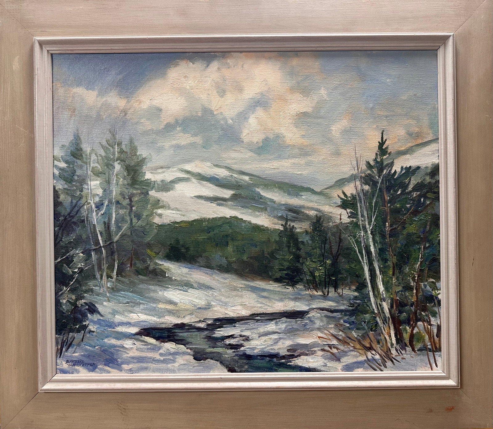 American School White Mountain Scene Oil Painting Signed (1 of 4)