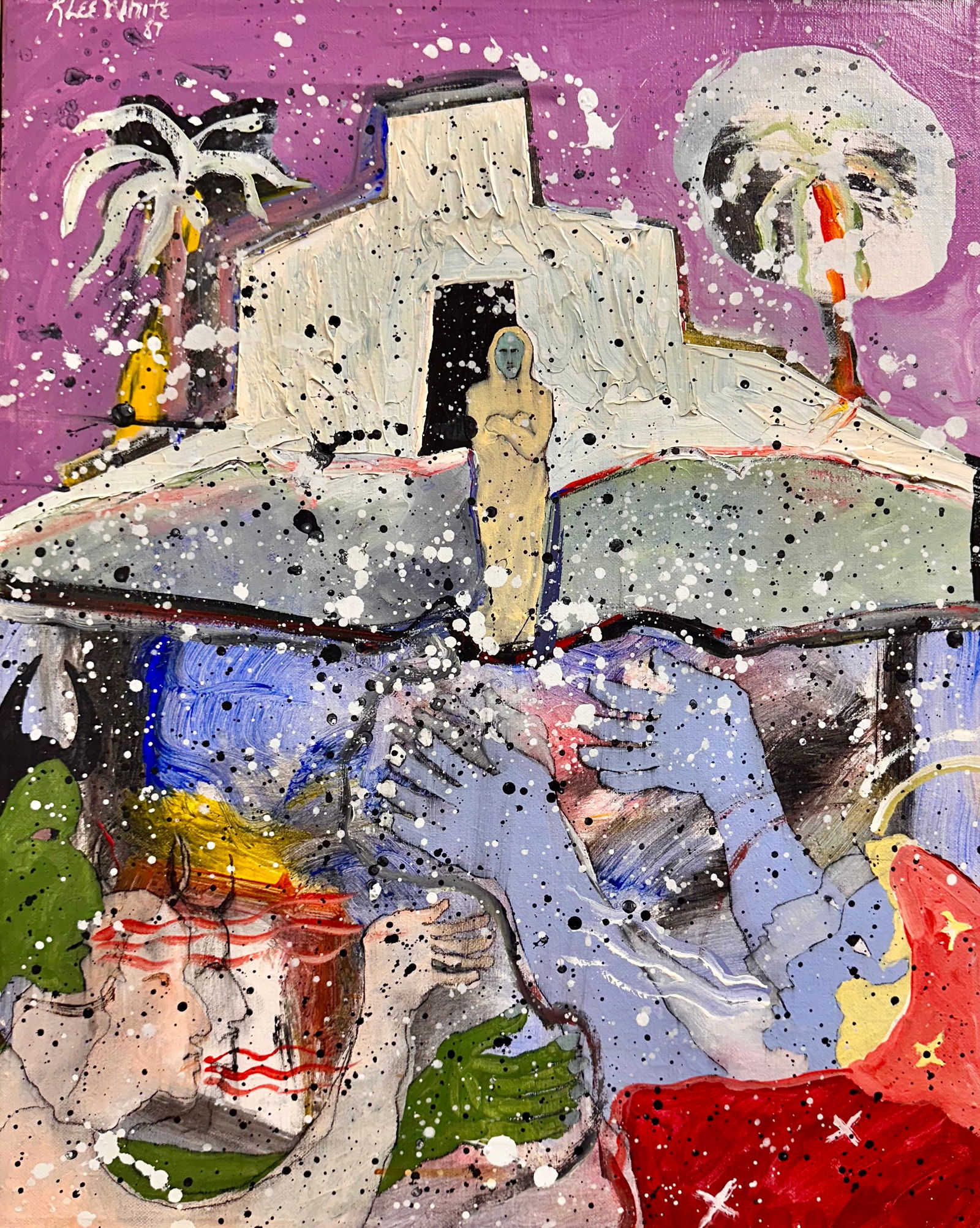 American Texas Artist Randy Lee (White Horse) White oil painting signed (1 of 5)