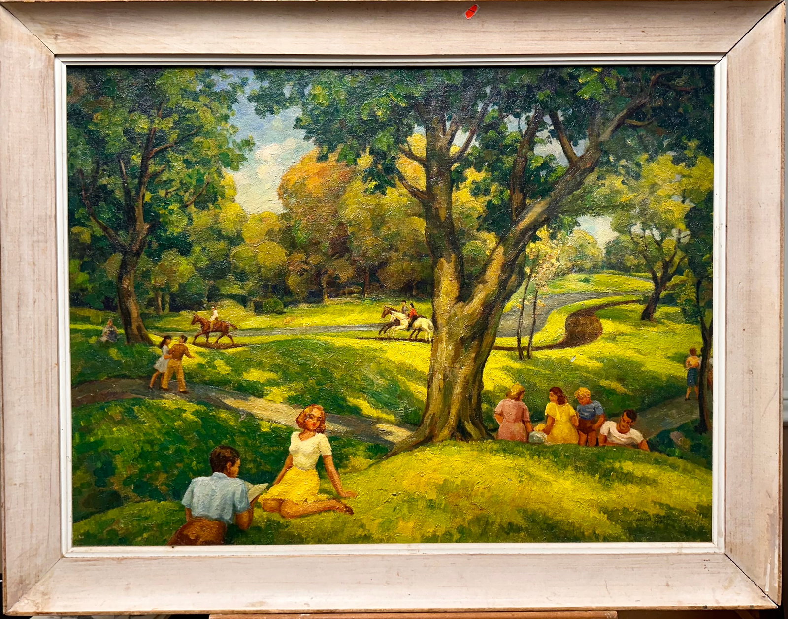 Vintage American School Scene New York Artist Henri Oren Oil painting signed (1 of 7)