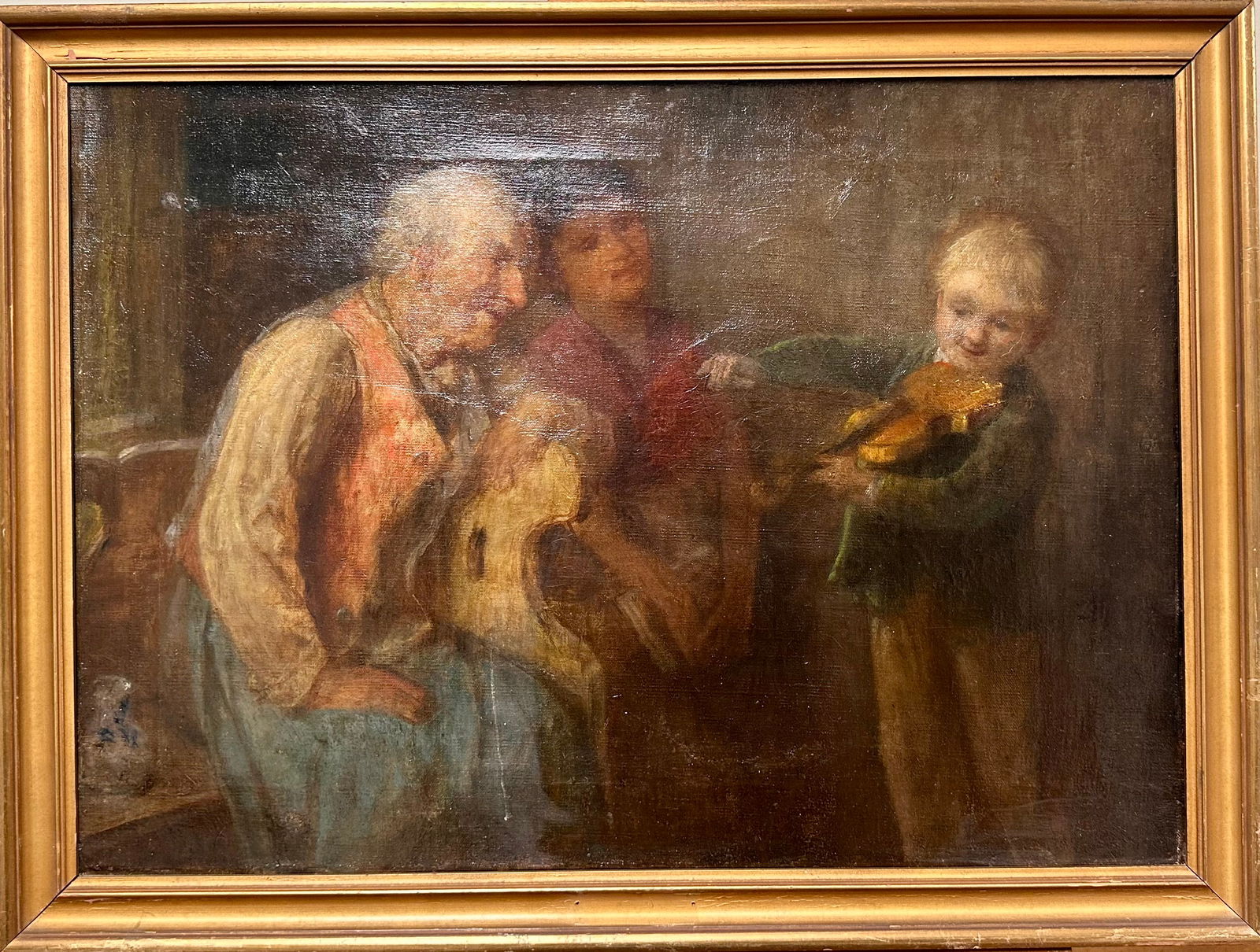 Antique 19th Century French School Oil Painting Signed (1 of 7)