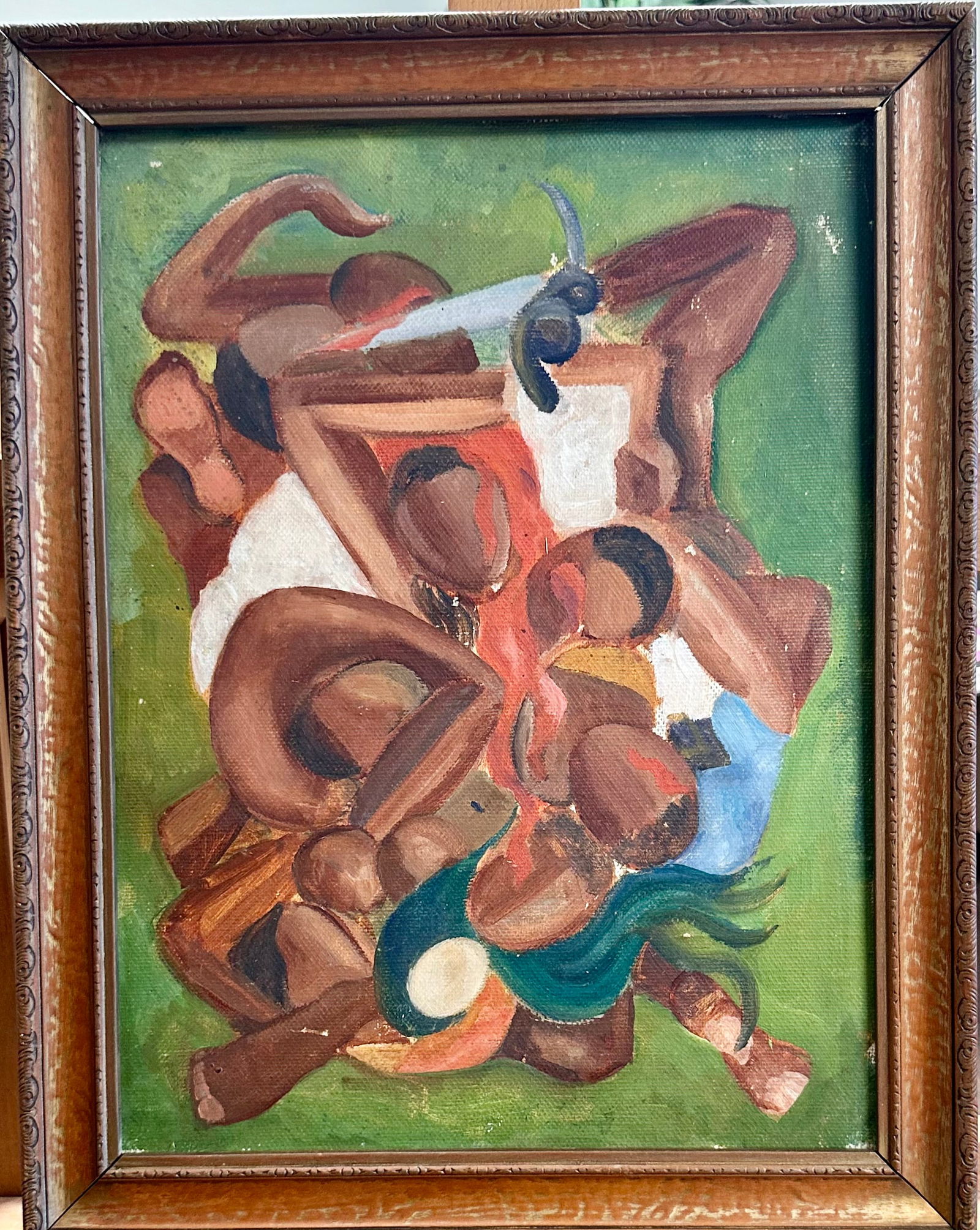 Vintage Early American Modernist Abstract African American Scene Painting (1 of 5)