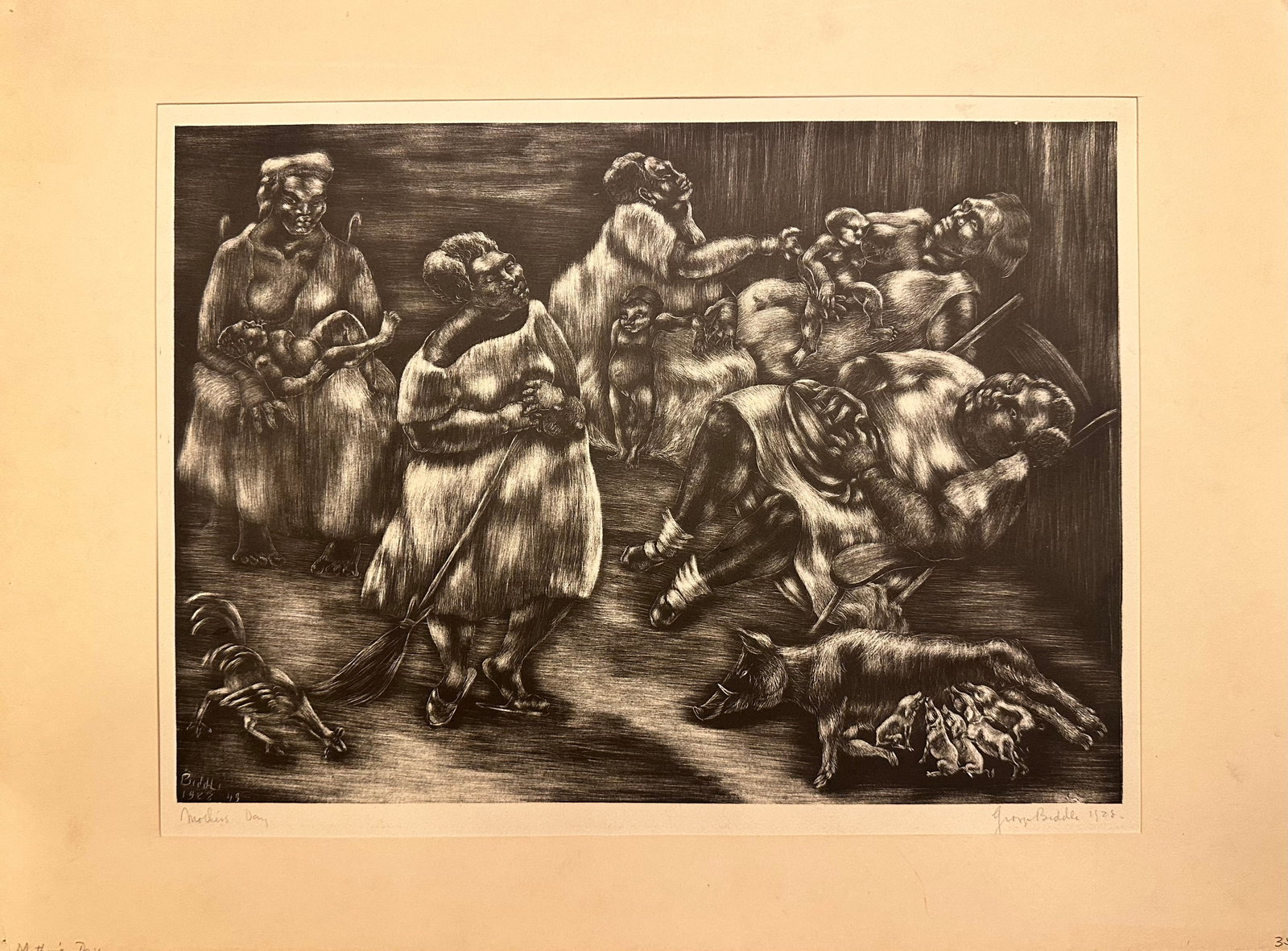 Vintage American Artist WPA Lithograph George Biddle Signed (1 of 4)