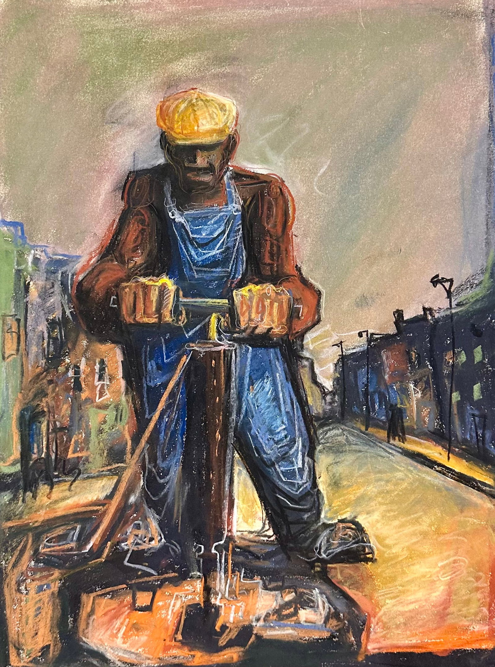 Vintage American School Modernist Pastel Carlyle C. Browning Stamped (1 of 4)