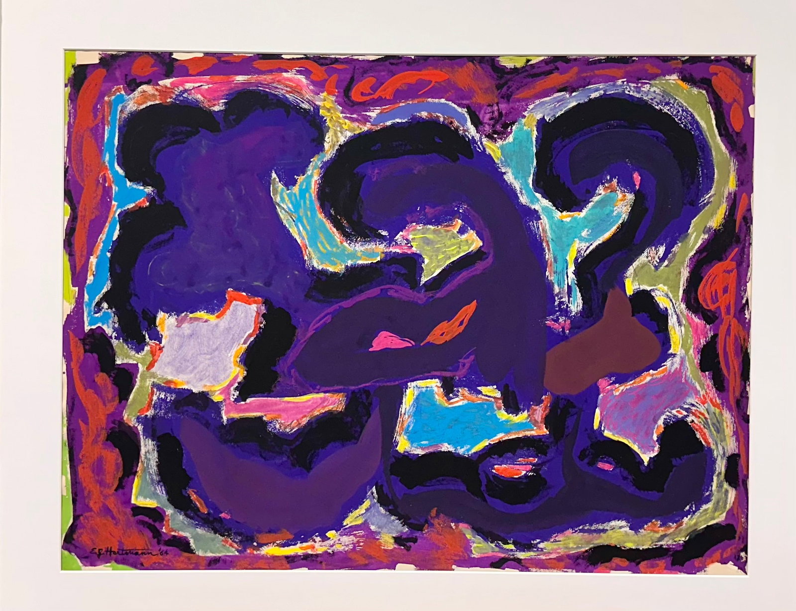 Vintage American MCM Modern Mixed Media Painting Signed #1 (1 of 3)