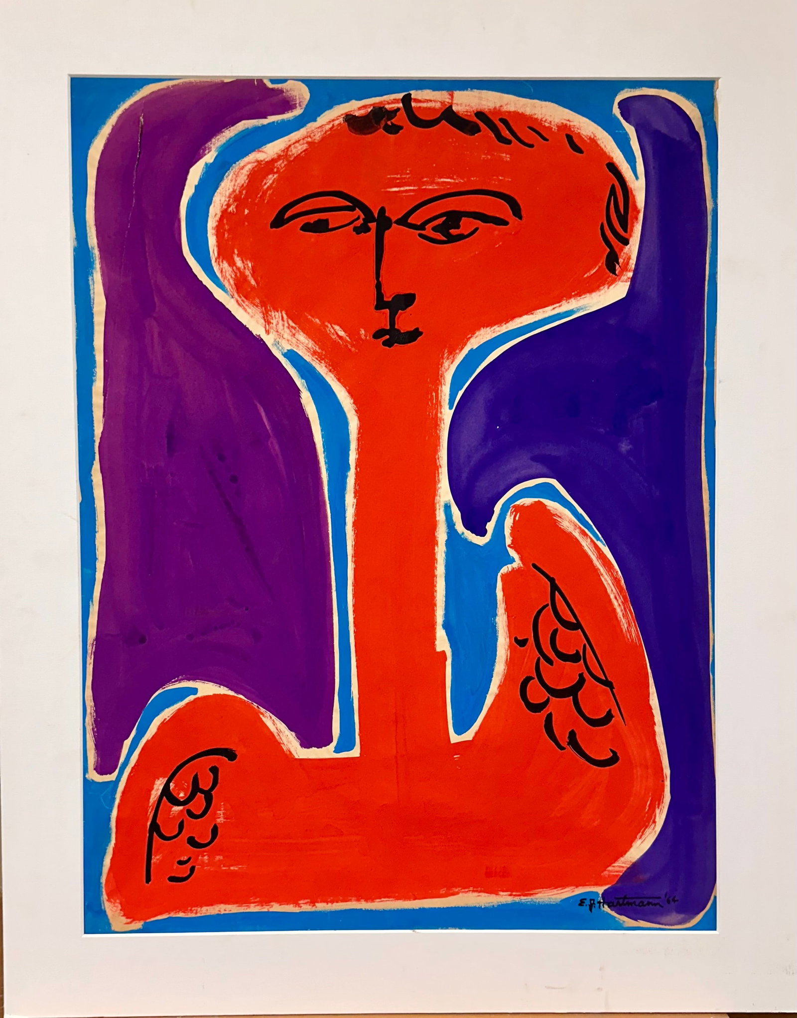 Vintage American MCM Modern Mixed Media Painting Signed #2 (1 of 3)