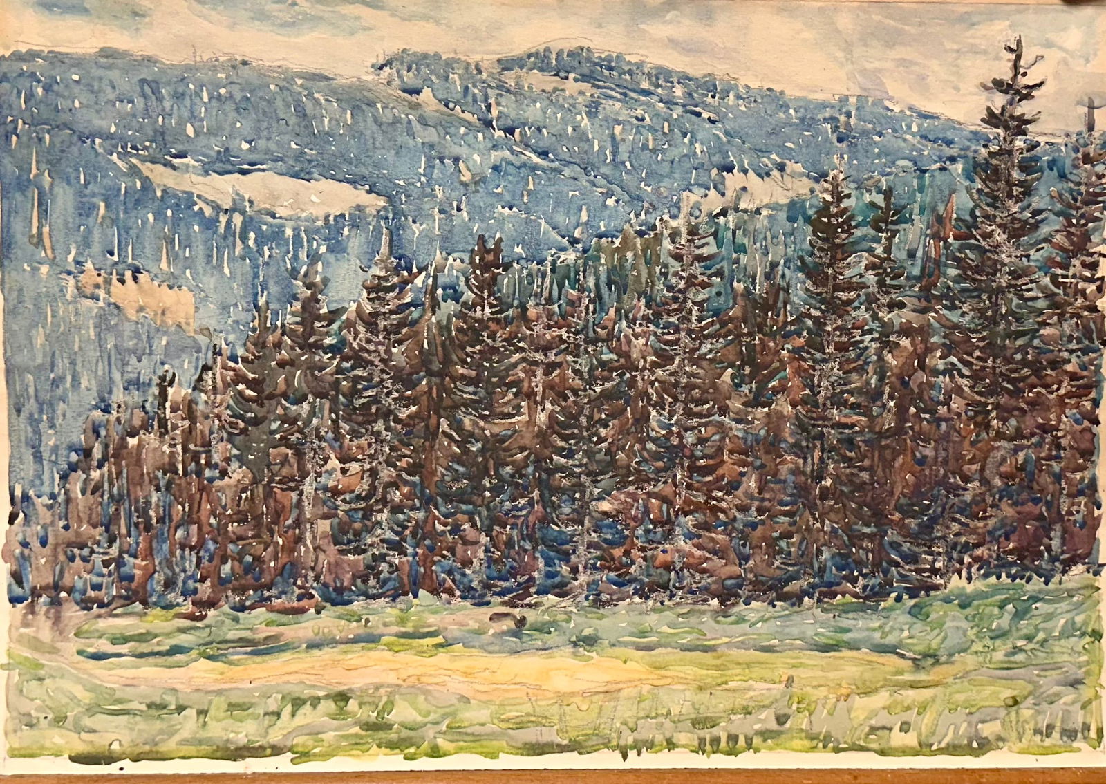 Vintage American School Impressionist watercolor Maine Scene Signed (1 of 3)