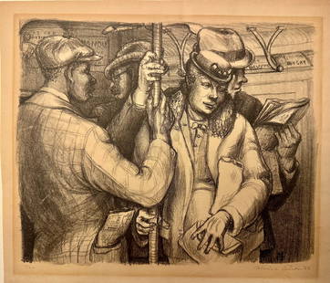 Vintage American Artist WPA Lithograph Minna Citron Signed: Vintage American Artist WPA Lithograph Minna Citron Signed, dated 1933, SLR, entitled "Subway Technique", 5/20, 8 1/4 x 10 1/2" image size Minna Wright Citron (October 15, 1896 – December 21, 1991)