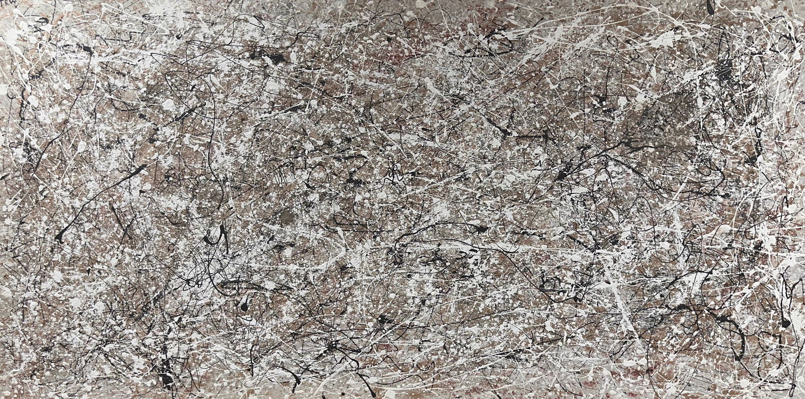 MCM Modern American Abstract Drip Painting Jackson Pollock Style: MCM Modern American Abstract Drip Painting Jackson Pollock Style, 72 x 36"