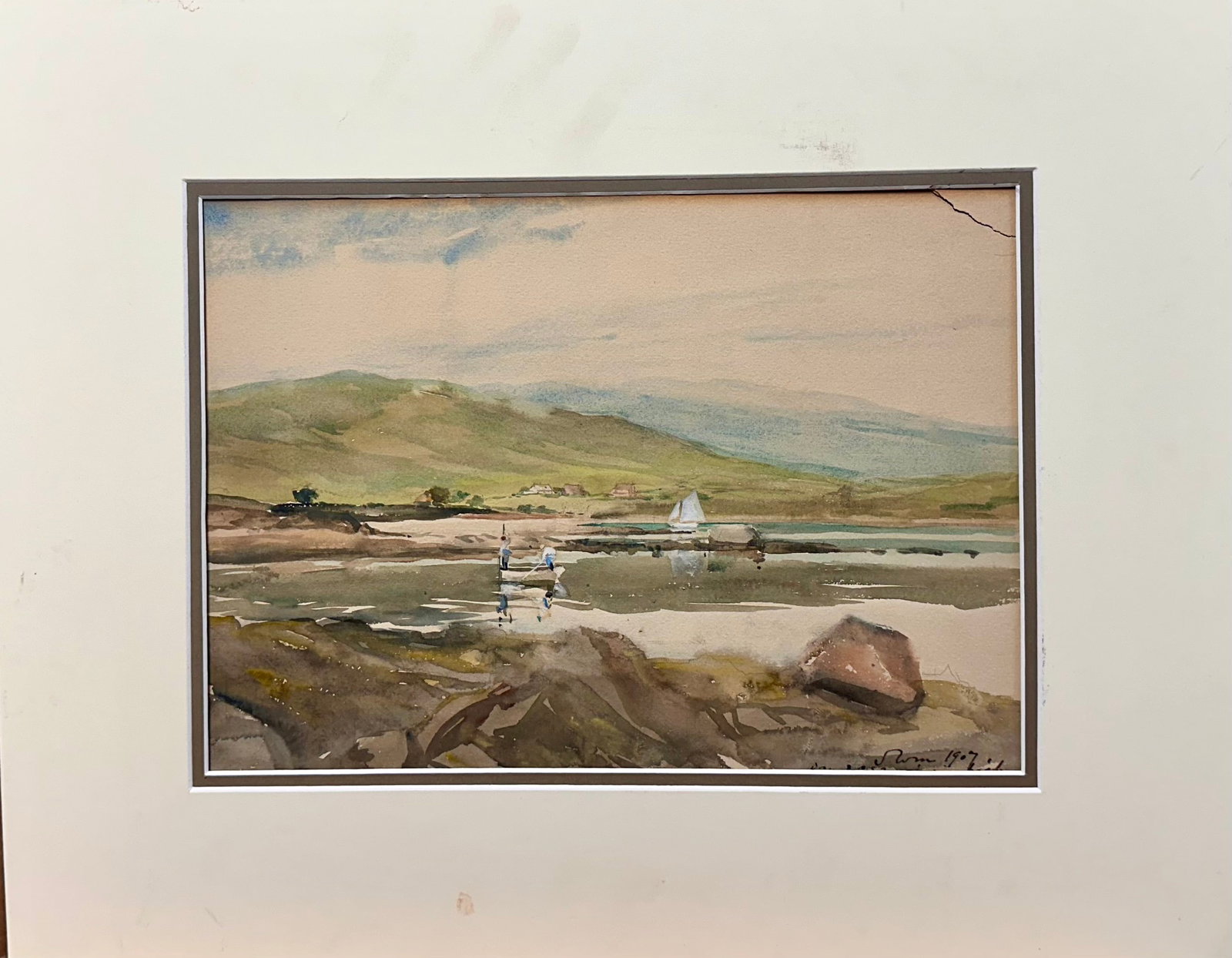 Antique American Impressionist Watercolor Signed 1907 Maine Scene (1 of 4)