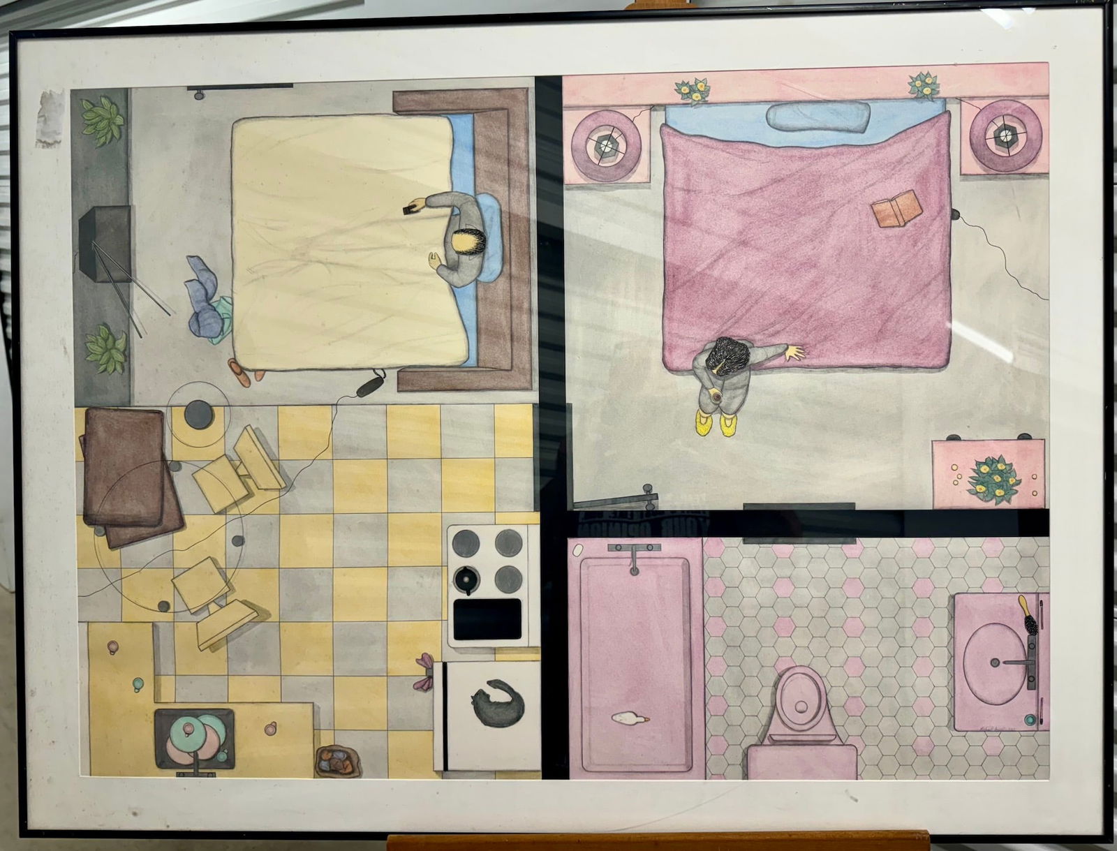 Vintage American School Mid Century Modern California Artist Michael Ansell Original Signed (1 of 5)