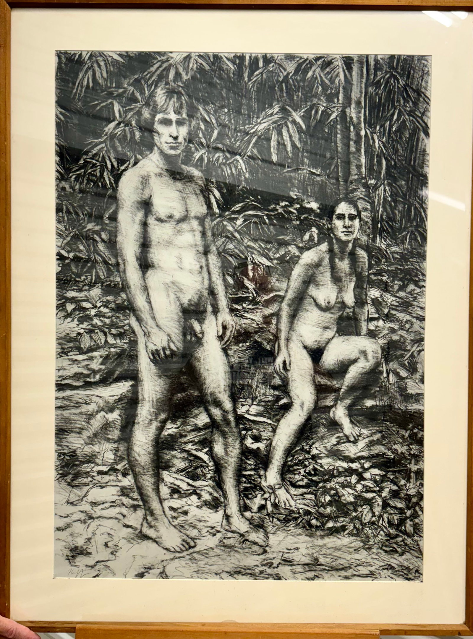 Vintage American School Modern Philadelphia Artist Edith Neff Nude Male and Female Signed: Vintage American School Modern Philadelphia Artist Edith Neff Nude Male and Female Signed, SLL, Charcoal on Paper, 34 x 24" Image Size, 41 x 31" Overall Edith Neff was a social realist who painted in 