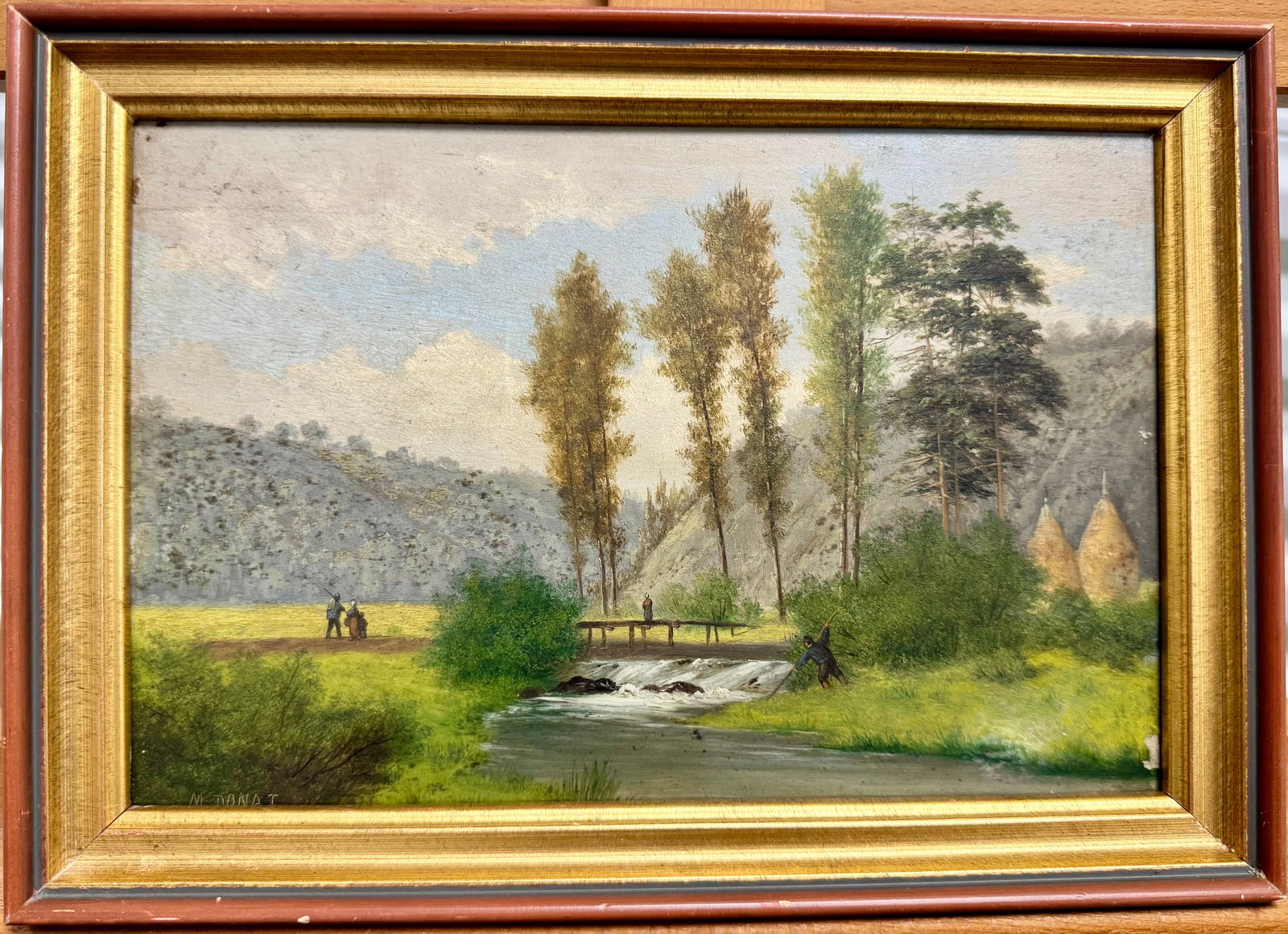 Antique French School Impressionist M.Donat Artist Oil Painting Signed (1 of 6)