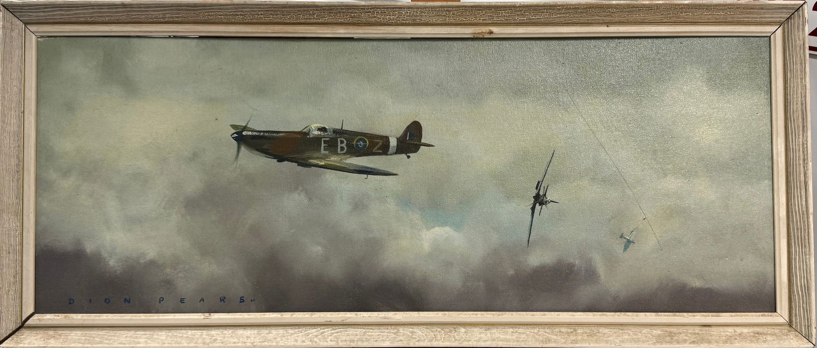 Vintage British School Artist Dion Pears Battle of Britain Oil Painting Signed (1 of 6)