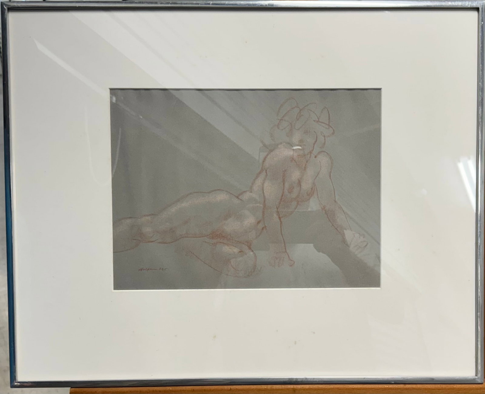 Vintage American School California Artist Donald Holden Female Nude Signed: Vintage American School California Artist Donald Holden Female Nude Signed,dated 1995, Prismacolor crayon 9 x 12" image, 16 x 20" Overall Donald Holden (Born 1931) is active/lives in New York, Califor