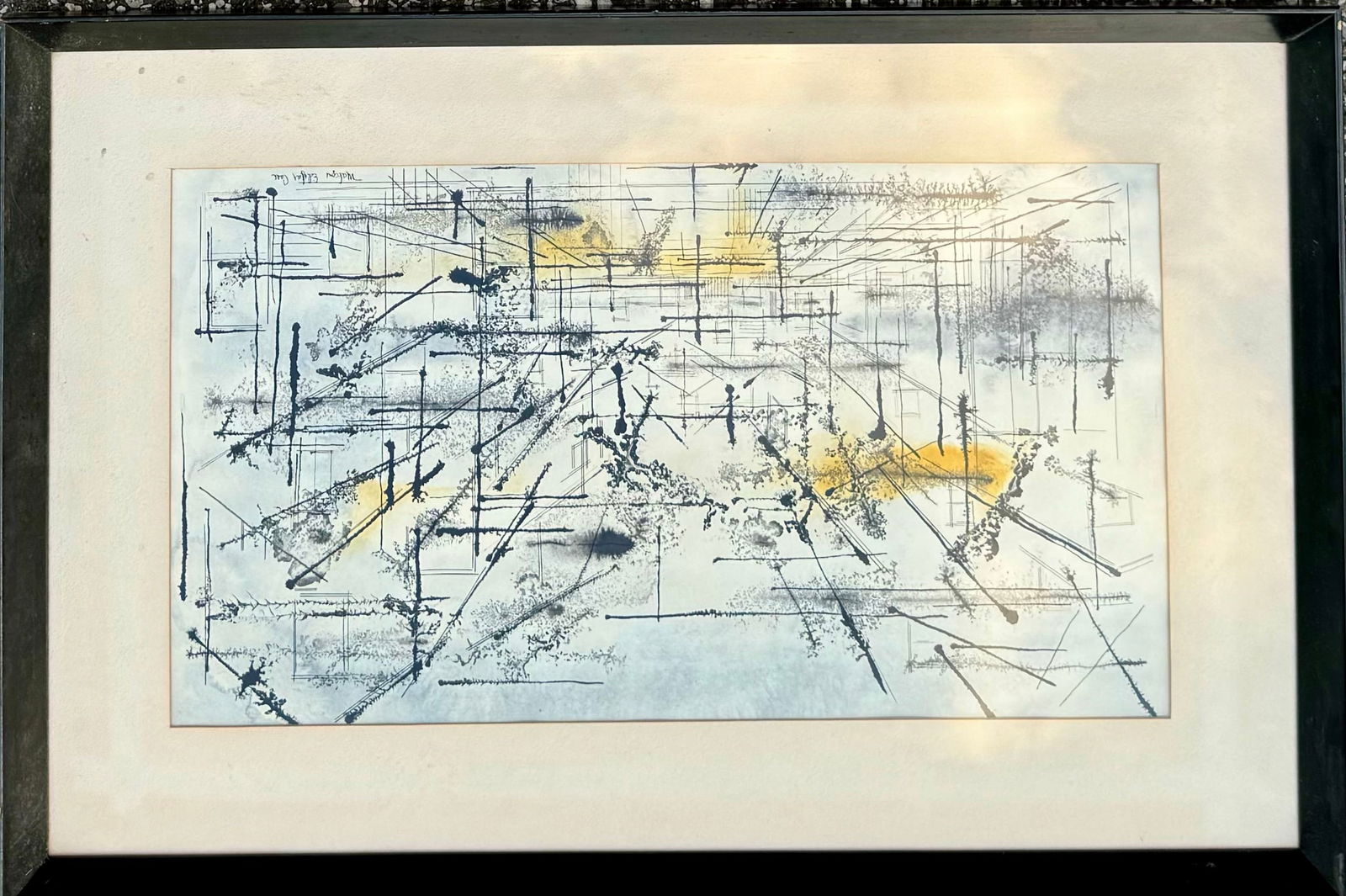 Vintage American School New York Artist Malcom Edgar Case Abstract Expressionist mixed-media Signed (1 of 3)