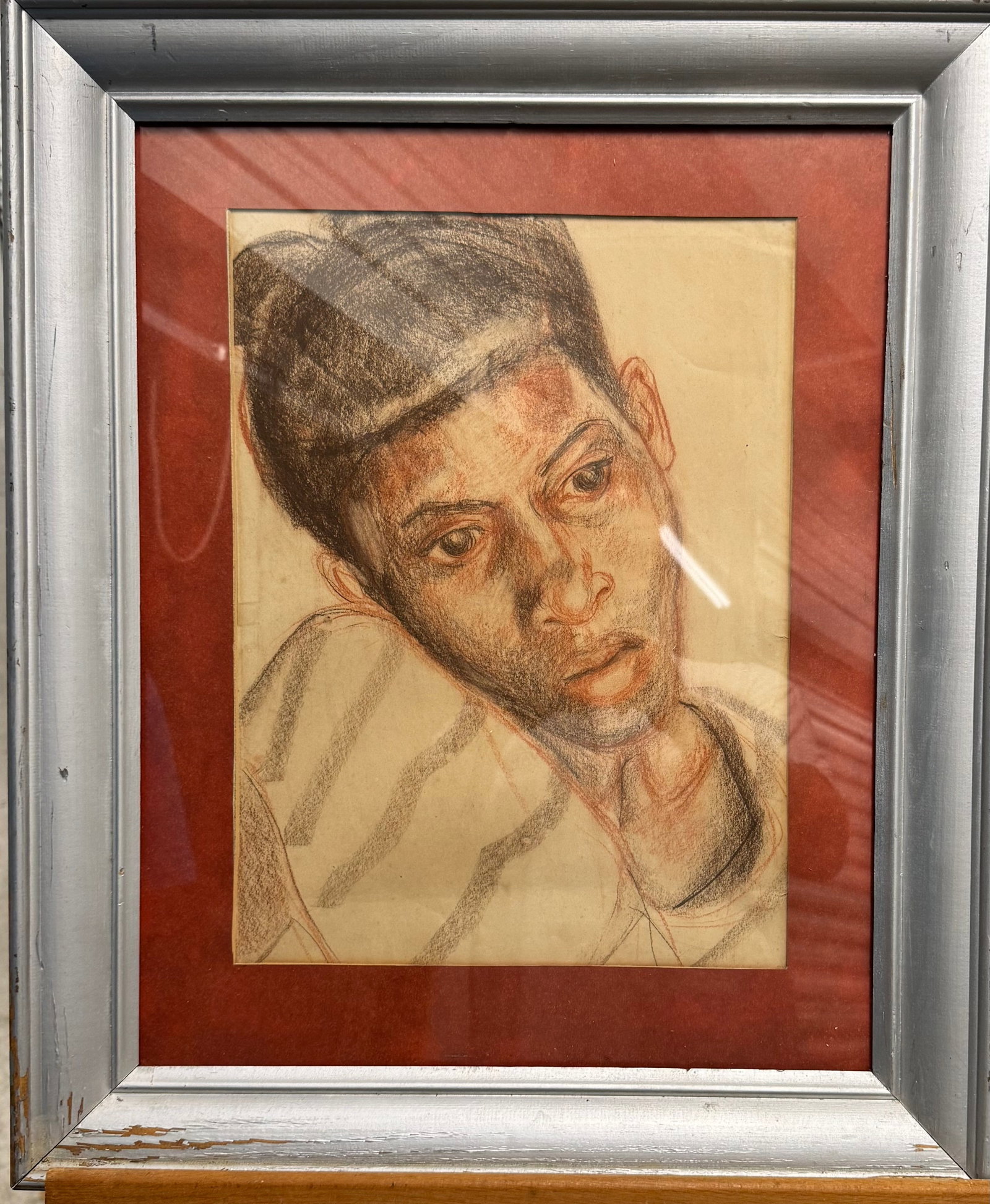 Antique American School WPA Era Portrait of an African American Woman Pastel: Antique American School WPA Era Portrait of an African American Woman Pastel, 16 x 12" image, 24 x 20" Overall