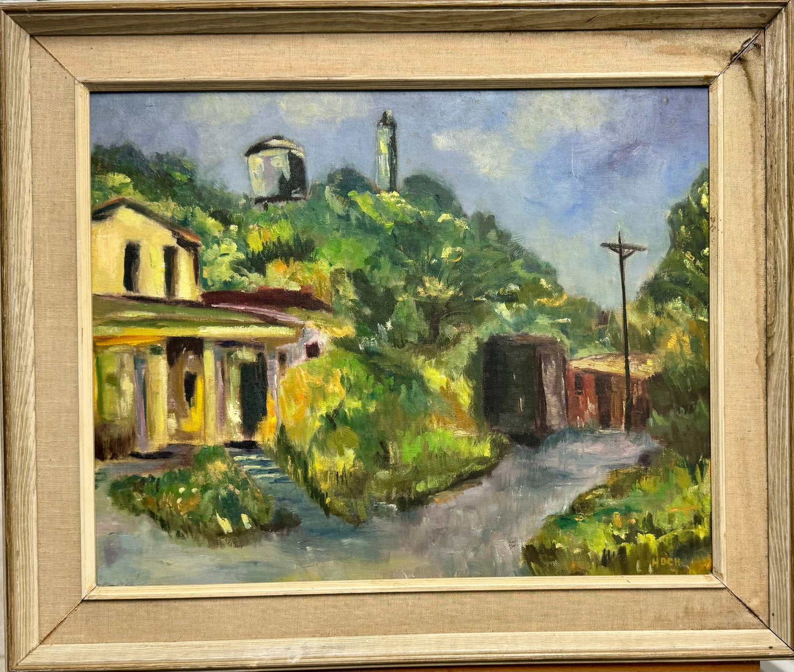 Vintage American School WPA Era New York Artist American Scene Oil Painting Signed: Vintage American School WPA Era New York Artist American Scene Oil Painting Signed, SLR, Hoch, 16 x 20", board, 21 x 25" Overall
