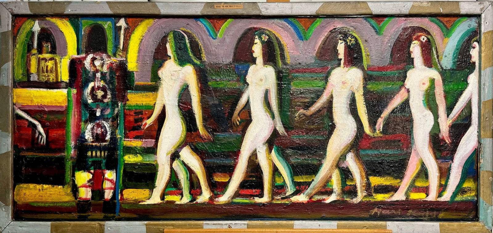 Vintage American School Texas Modernist Artist Hari Kidd Oil Painting Signed (1 of 5)