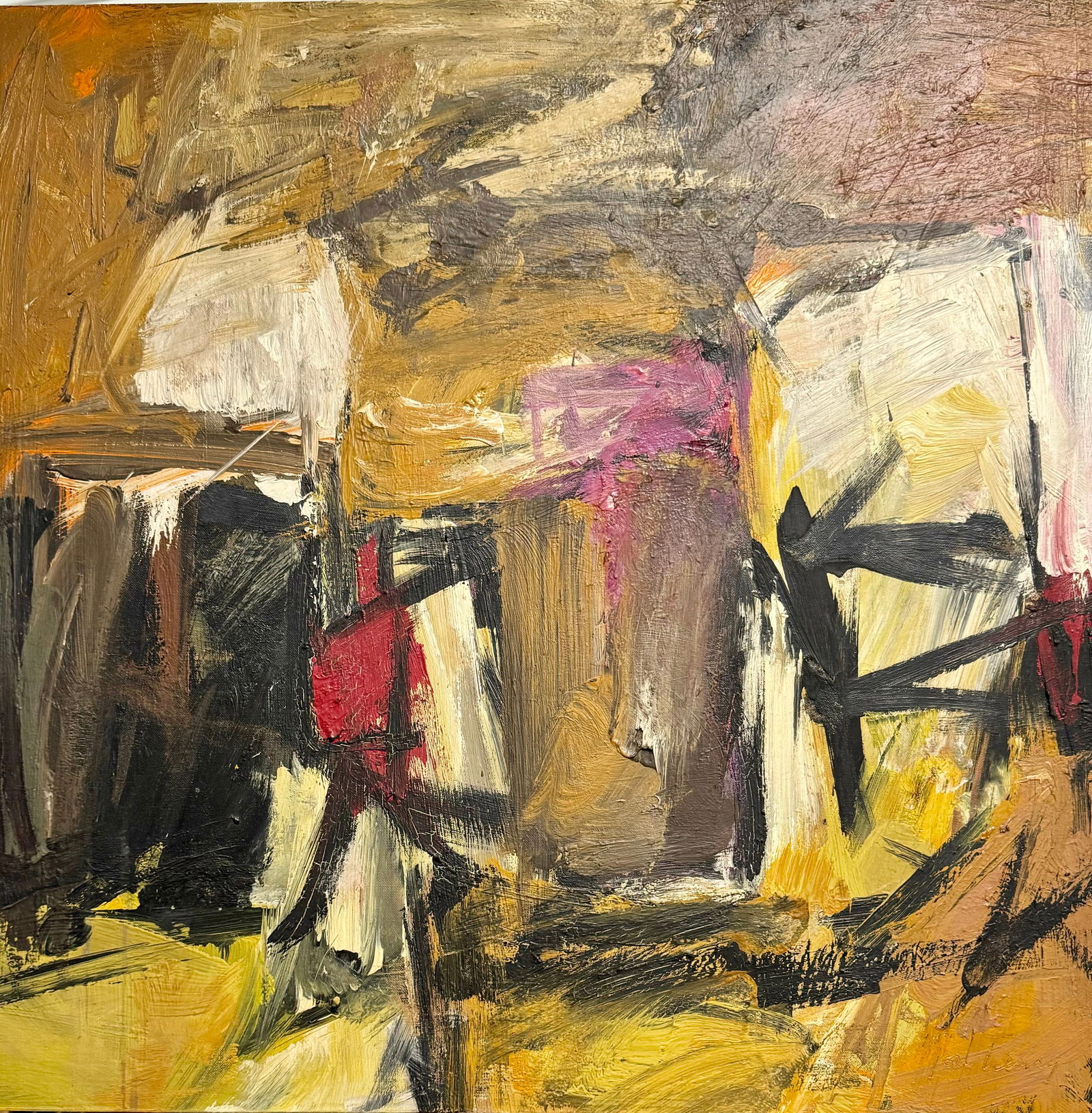 Vintage American School New York Artist Jon Henry Mid Century Modern Abstract Expressionist Oil (1 of 4)