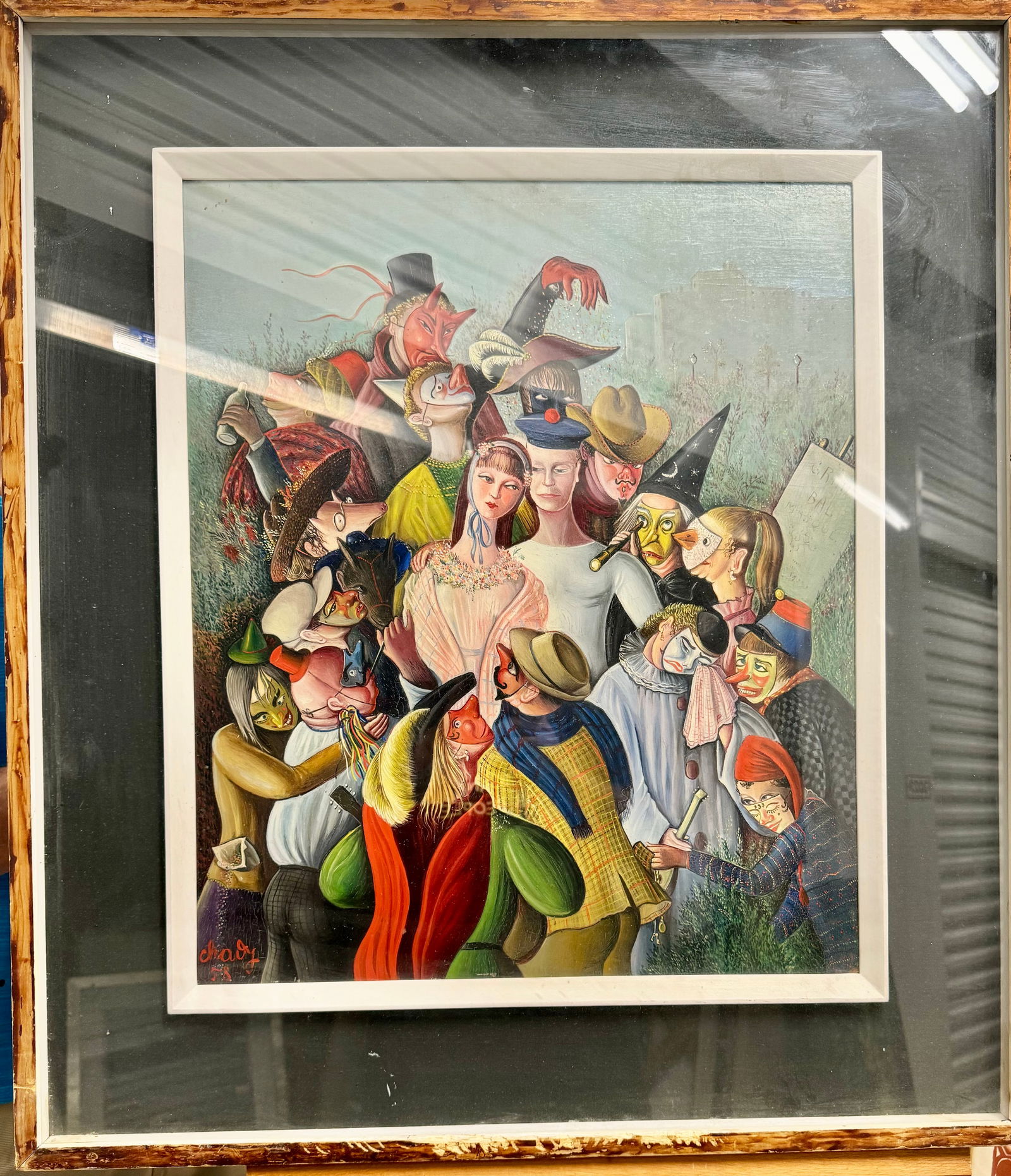 Vintage French School Surrealist Original Oil Painting Signed (1 of 14)