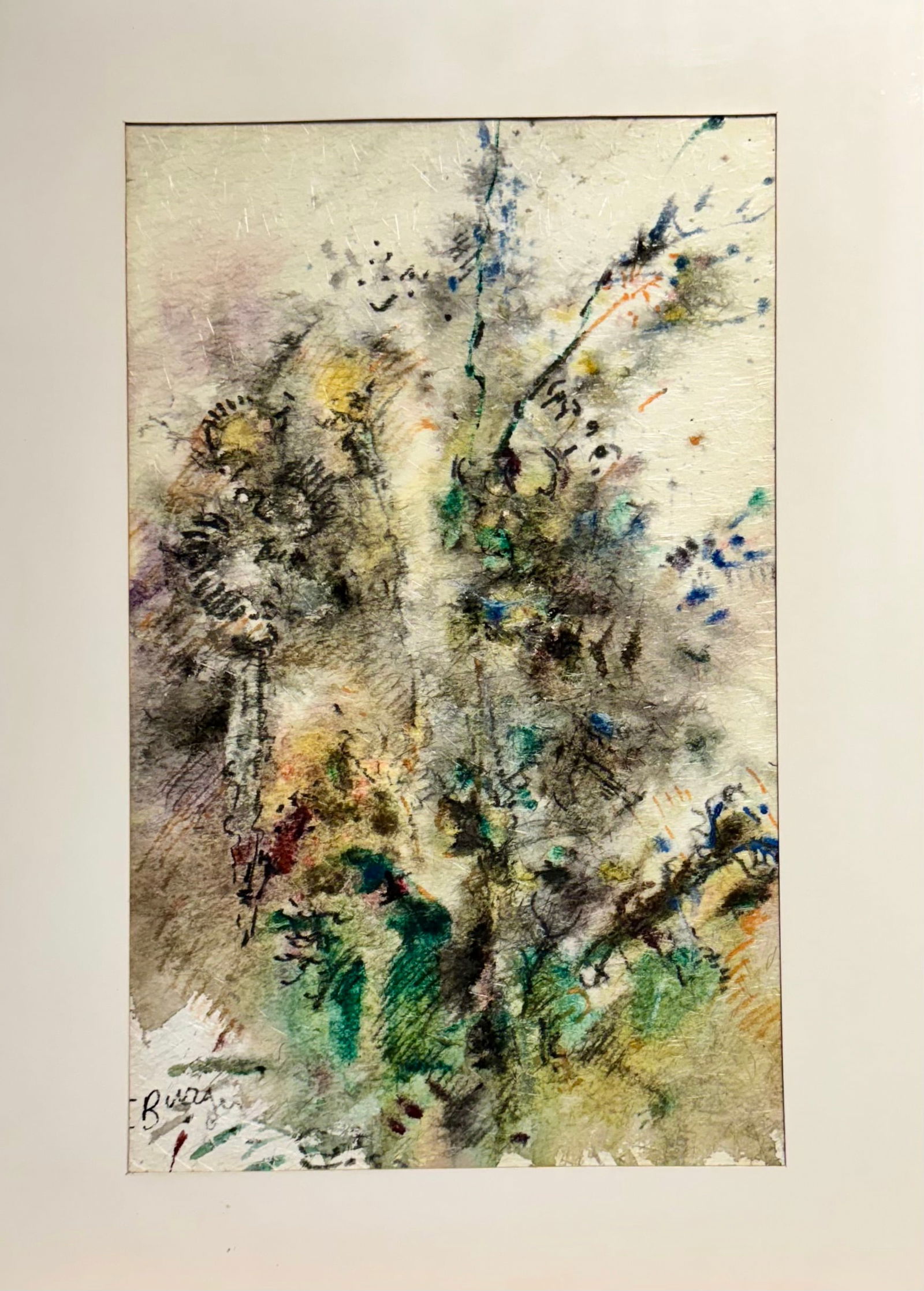 Vintage American School New Jersey Artist W.Carl Burger Abstract Still-Life Waterolor Signed (1 of 4)