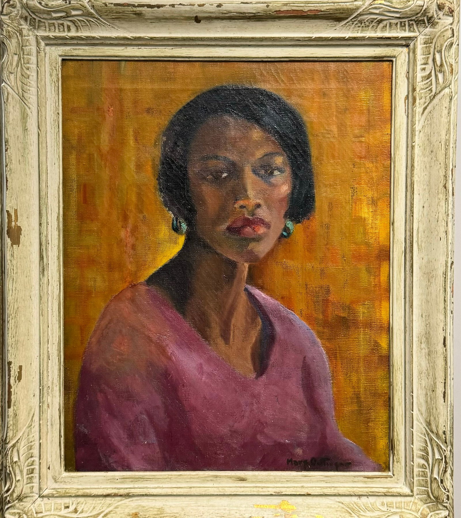 Vintage American School Impressionist Portrait of an African American Woman Oil Painting Signed (1 of 4)