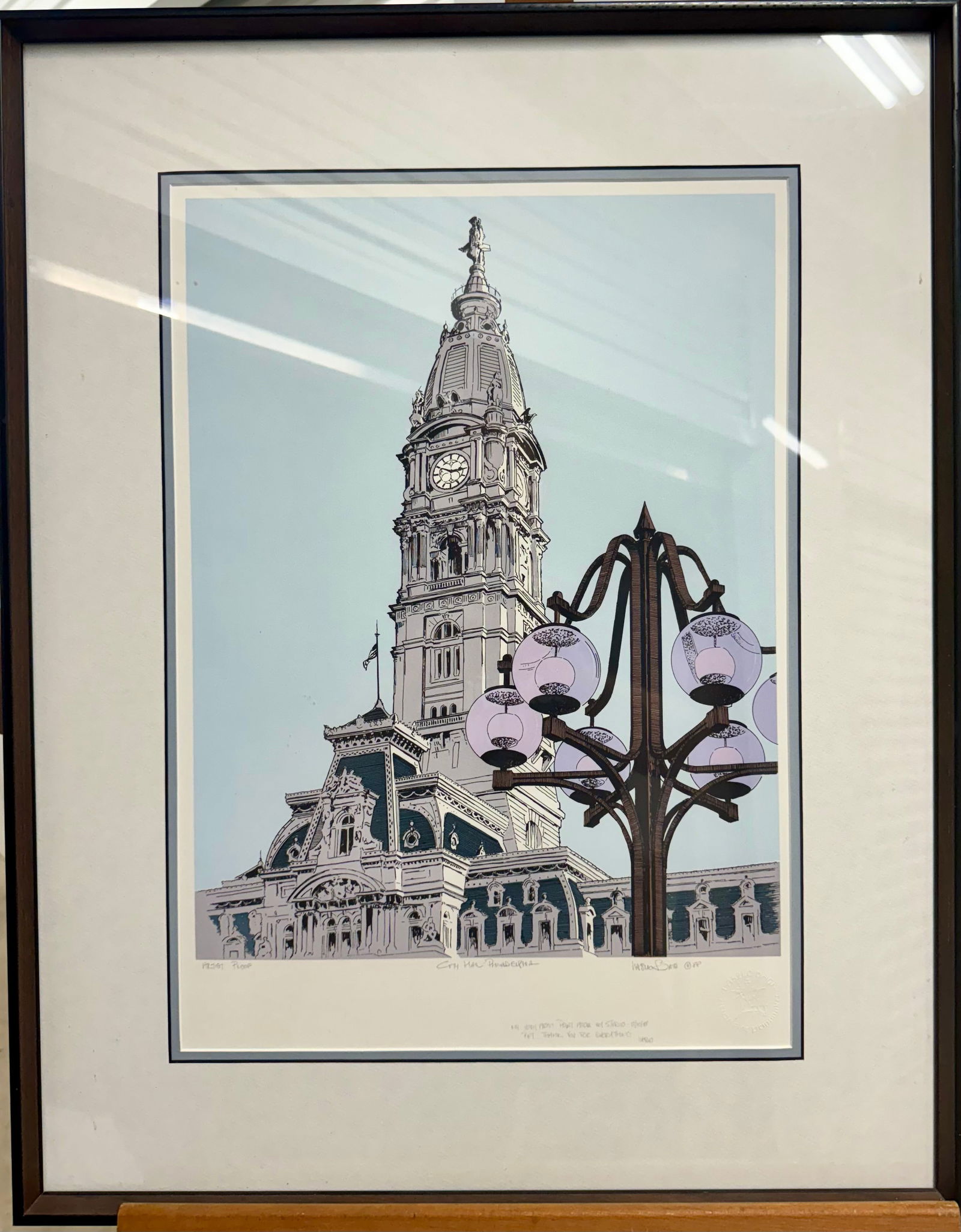 Vintage American School Philadelphia Artist Laszlo Bagi Silkscreen City Hall Signed #1 (1 of 8)