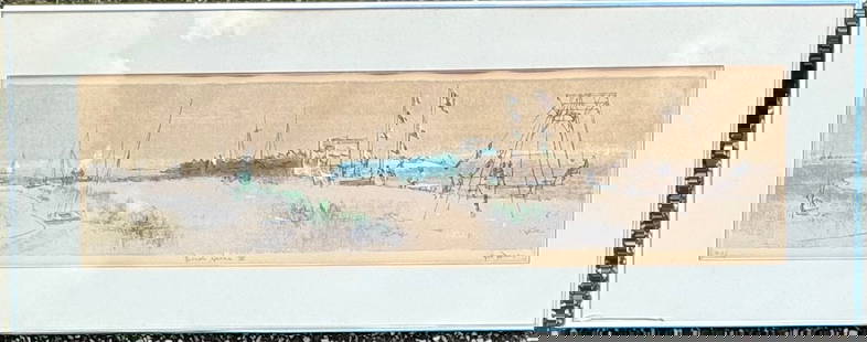 Vintage American School Regionalist Missouri Artist Joe Jones Silkscreen Signed: Vintage American School Regionalist Missouri Artist Joe Jones Silkscreen Signed, Pencil Signed lower right, Beach Scene #2, 23/110, 9 x 33" image, 15 x 39" Overall Born in St. Louis, Missouri, April 7