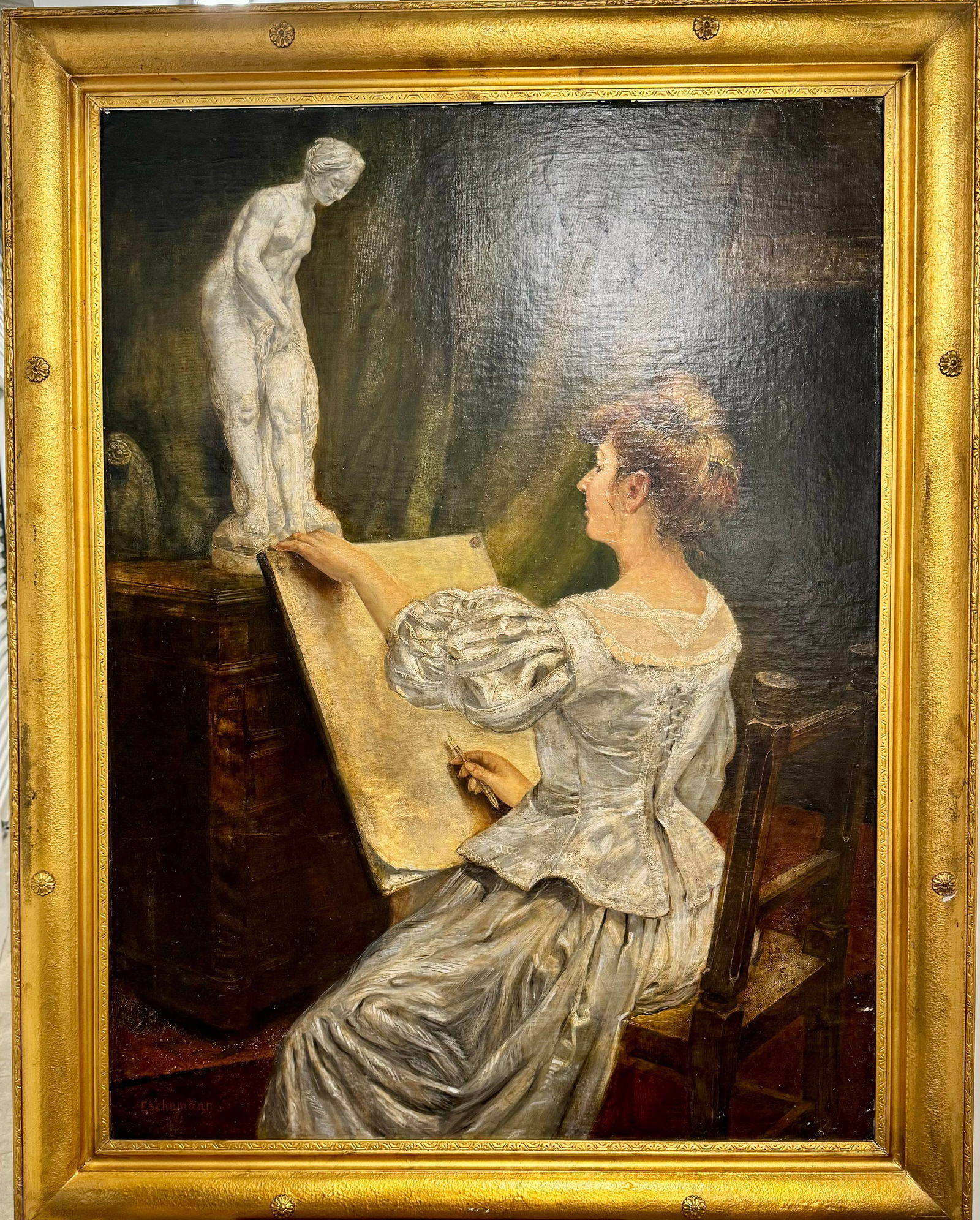 Antique French School 19th Century Impressionist Jean Bernard Eschemann Oil Painting Signed (1 of 7)