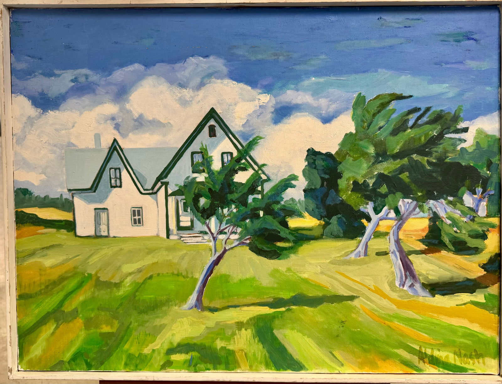 Vintage American School Mid Century Modern North Carolina Artist Aldine Nash-Hampe Oil Painting (1 of 4)