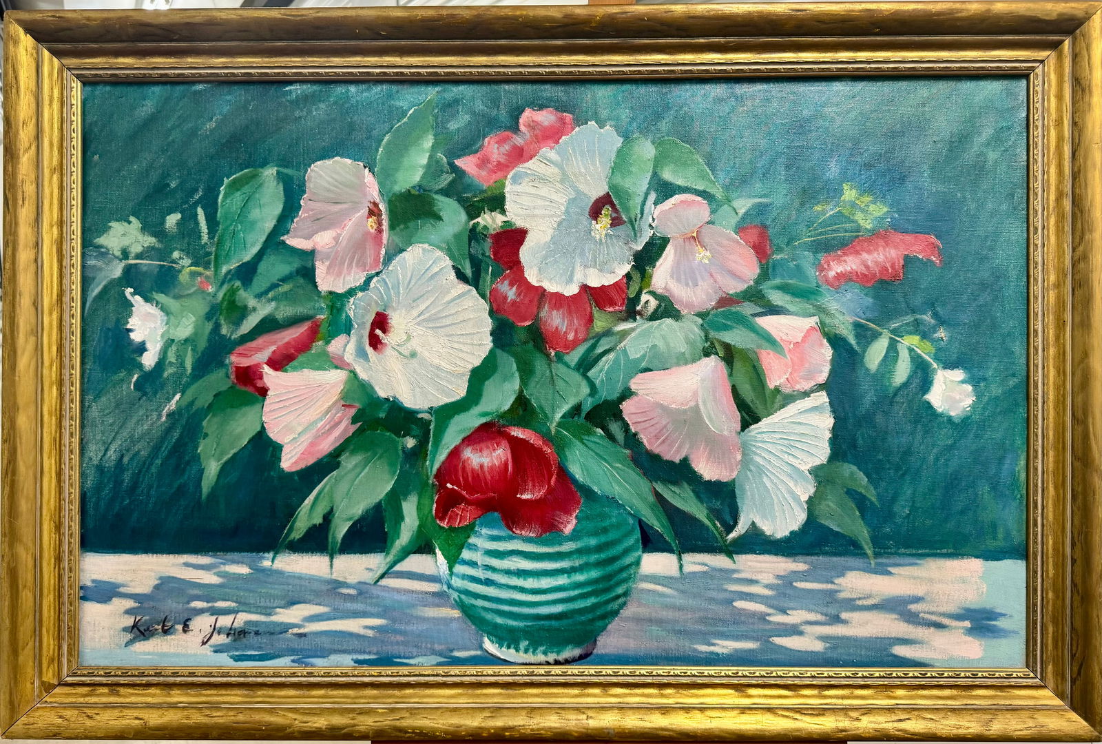 Antique American School Impressionist Still Life Poppies Signed (1 of 7)
