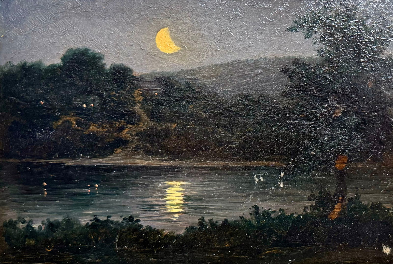 Antique American School Impressionist Pennsylvania Artist Harry E.Greaves Nocturne Oil Painting (1 of 3)