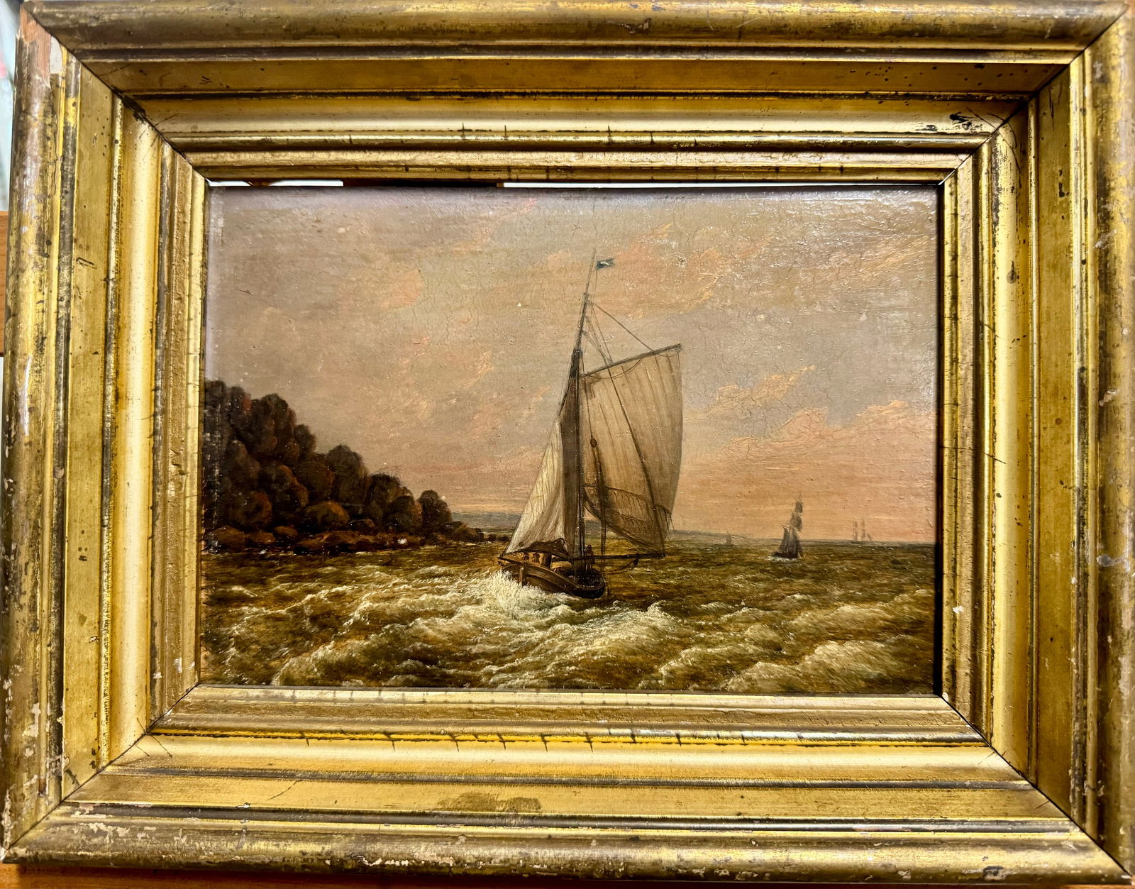 Antique French School 19th Century Nautical Oil Painting (1 of 6)