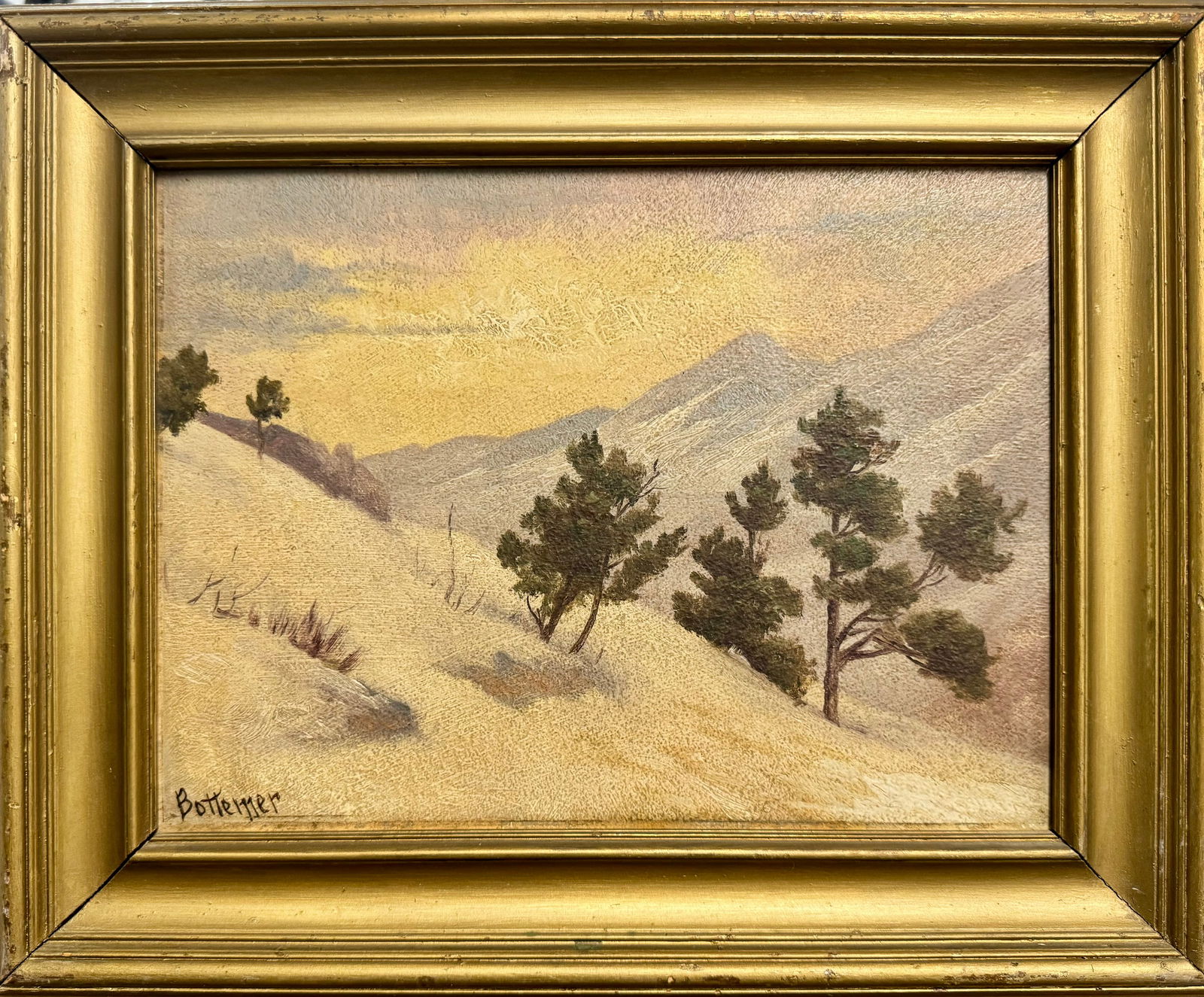 Antique American School Artist Lawrence Bottemer California Artist Oil Painting Signed (1 of 4)