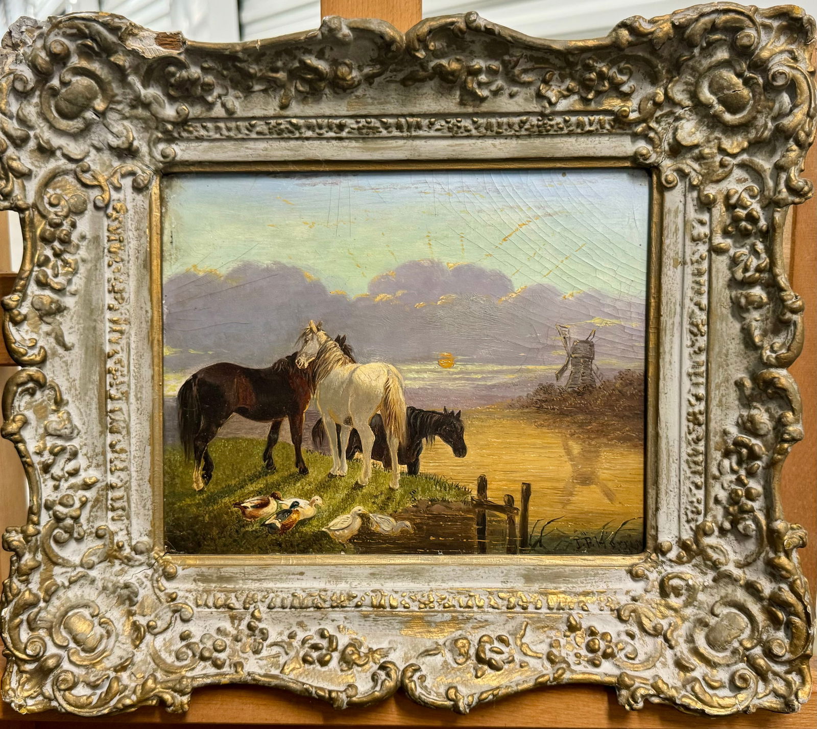 Important Antique 19th Century English School Oil Painting Signed John F. Herring 1857 (1 of 5)