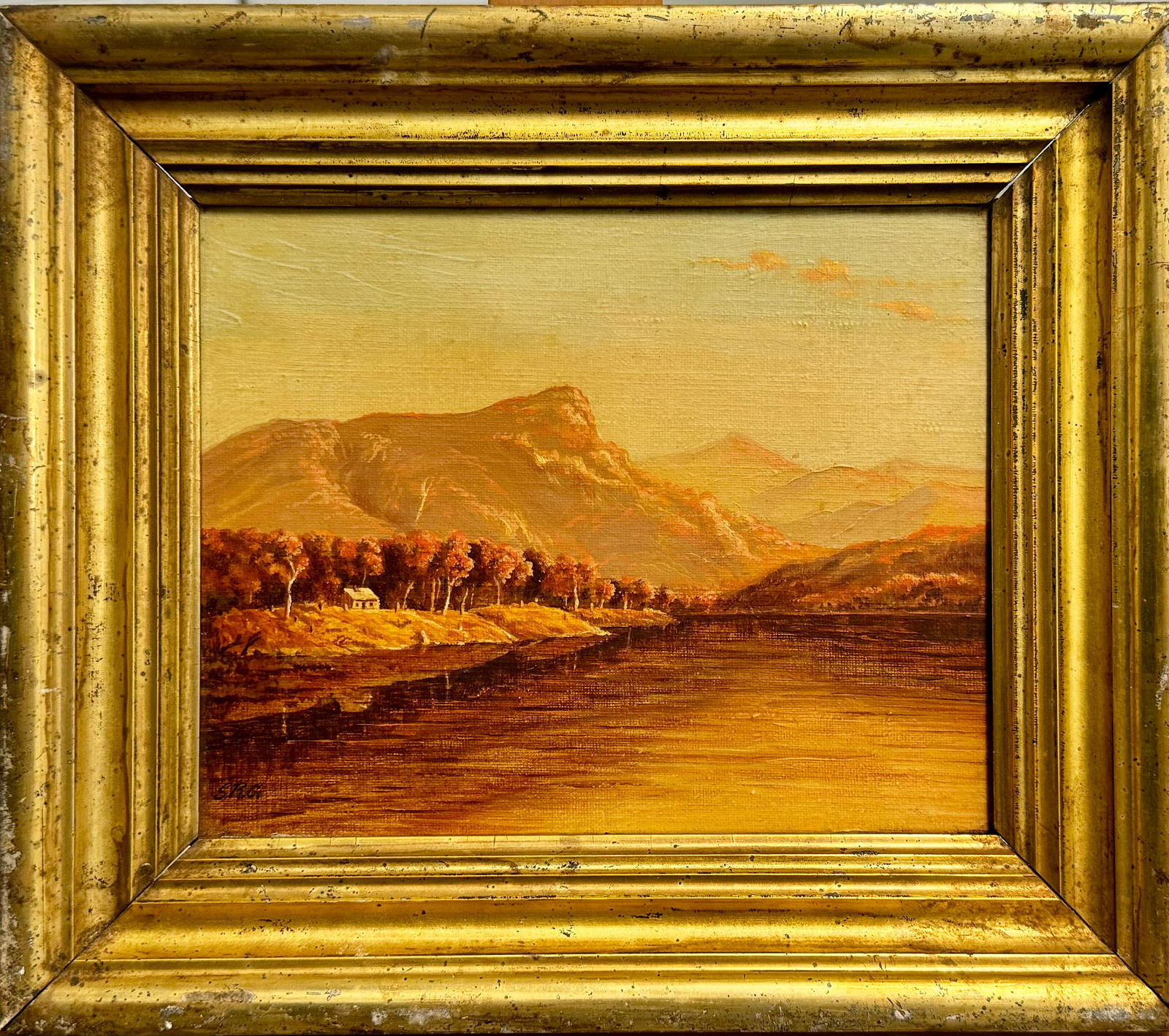 Antique American School Hudson River School Oil Painting Signed (1 of 5)