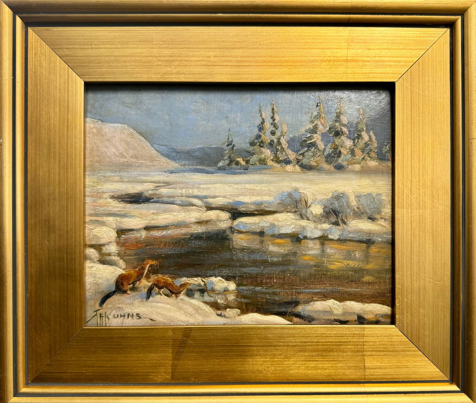 Vintage American School Impressionist Oil Painting Signed Mink RIver (1 of 5)