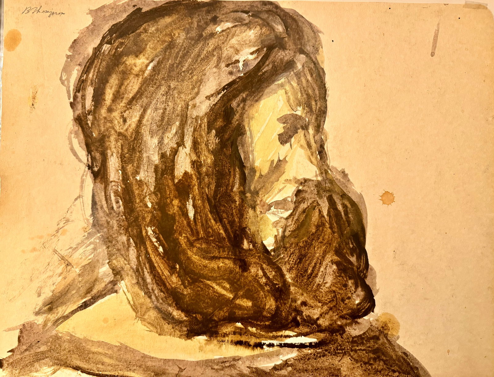 Important Vintage African American Artist Robert Louis "Bob" Thompson Mixed Media Signed (1 of 4)