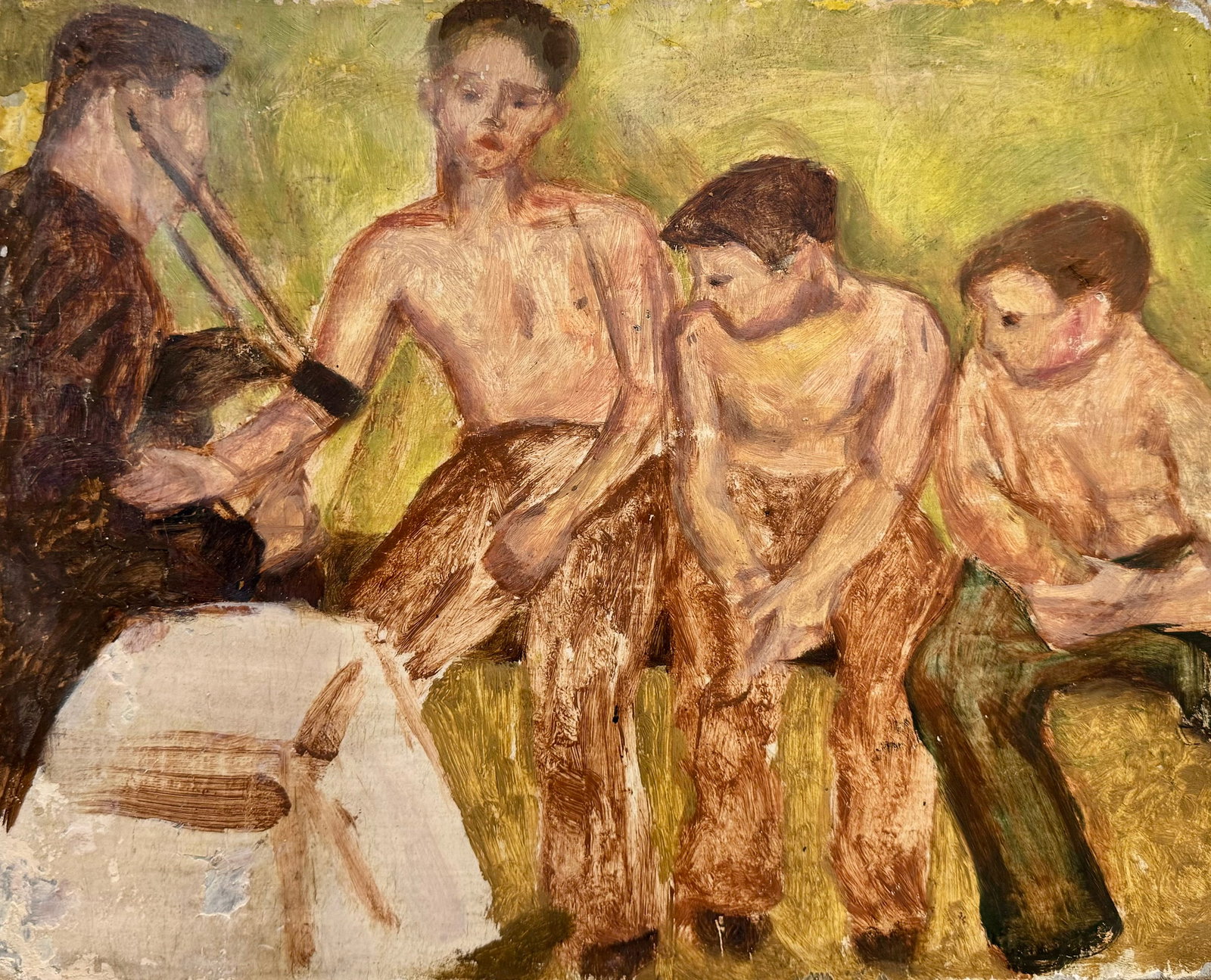 Vintage American Early Modernist Conscription WPA Era Oil Painting Wesley Lea Signed #2 (1 of 3)