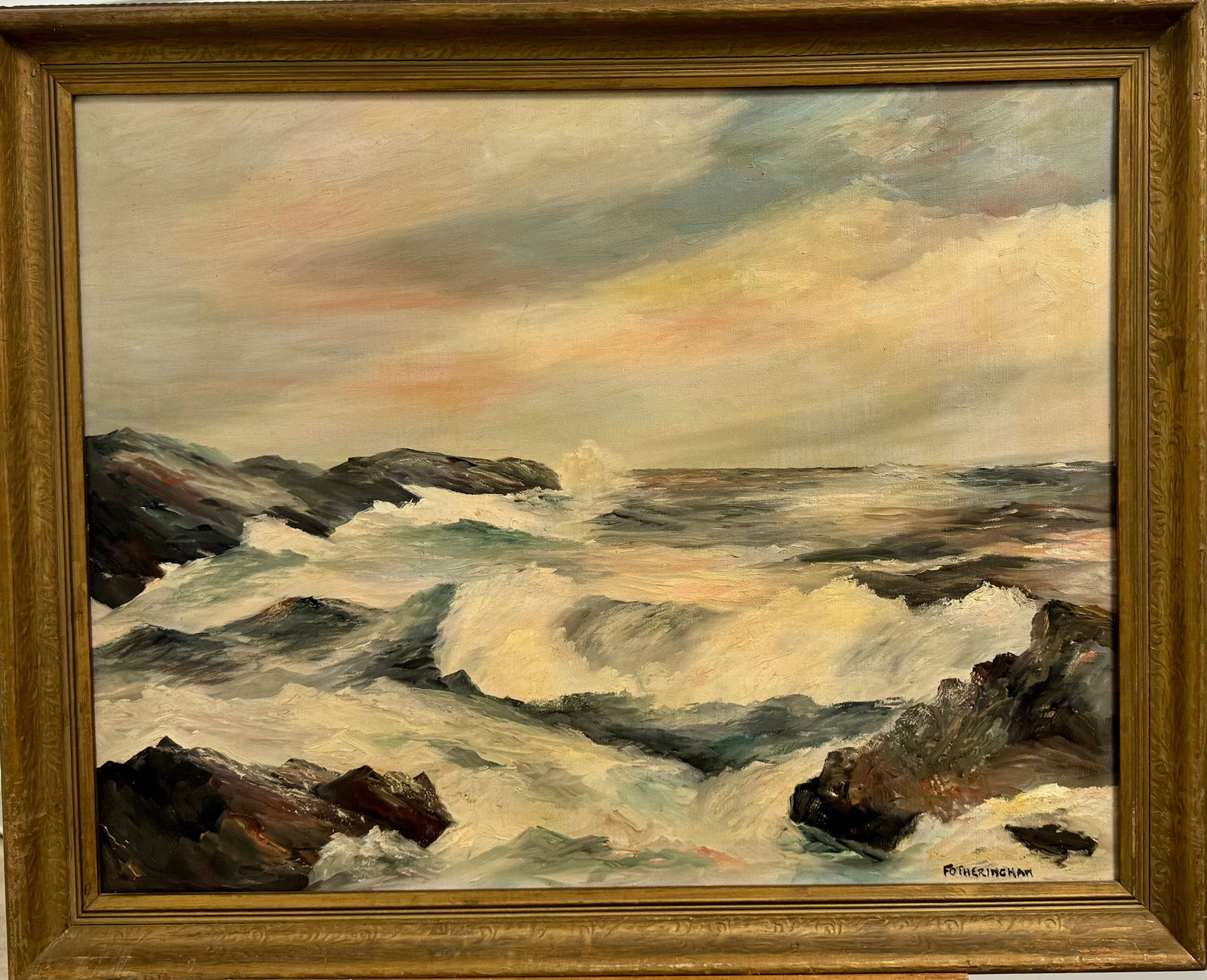 Vintage American Impressionist Maine Coastal Scene Oil Painting Signed (1 of 4)