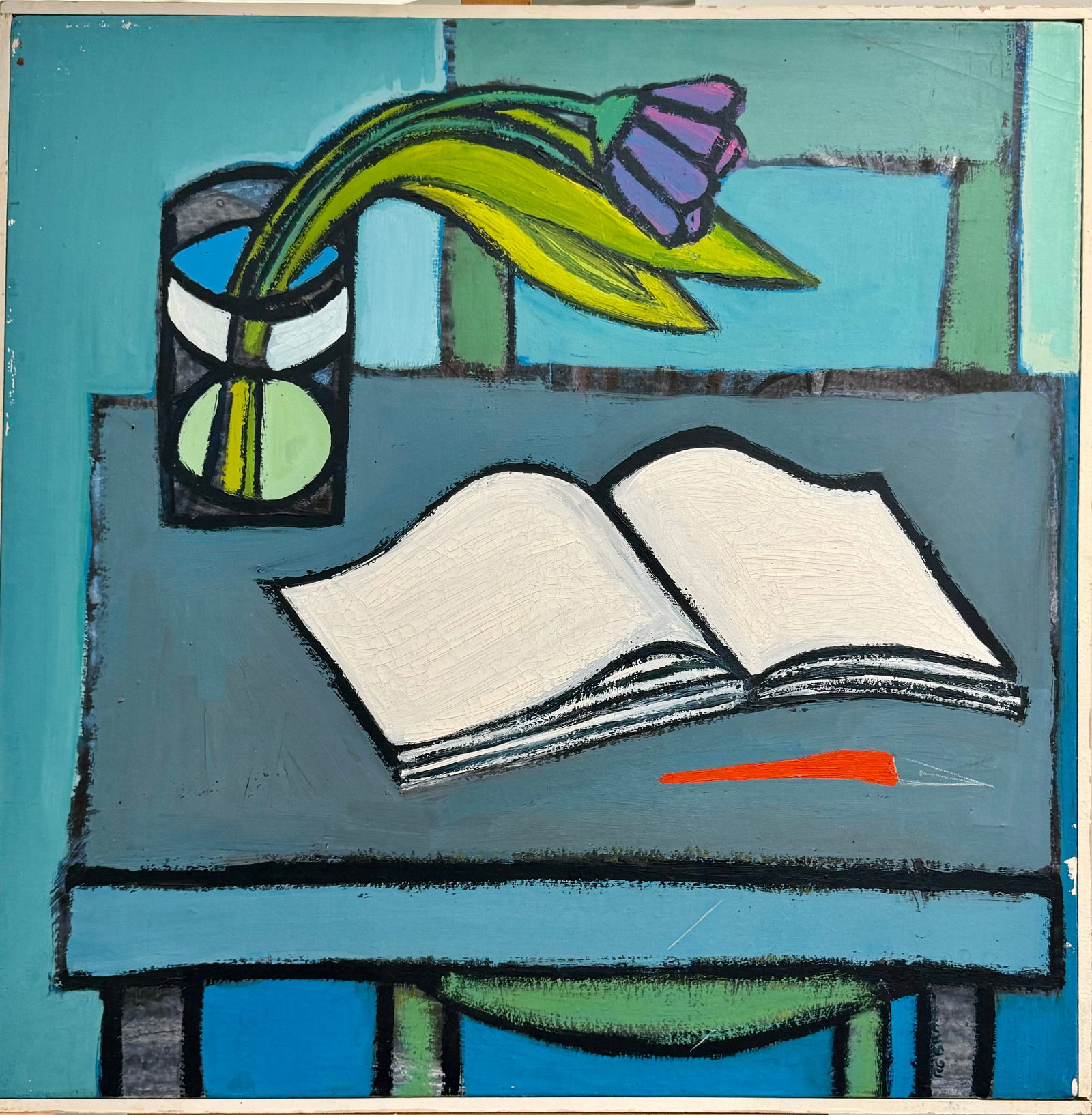 Vintage American Modern Abstract Oil Painting Ruth Bragg Signed (1 of 4)