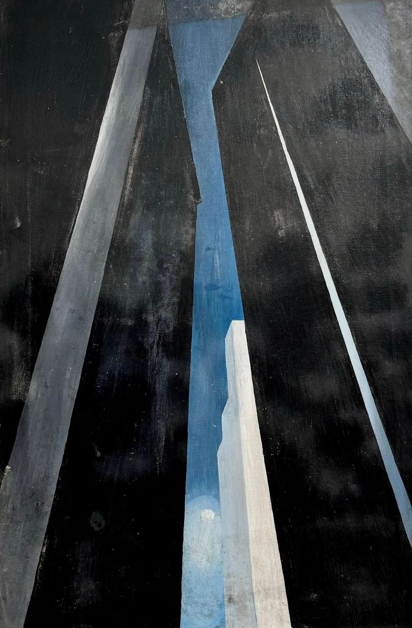 Vintage American Mid Century Modern Oil Painting City Scene SIgned (1 of 4)