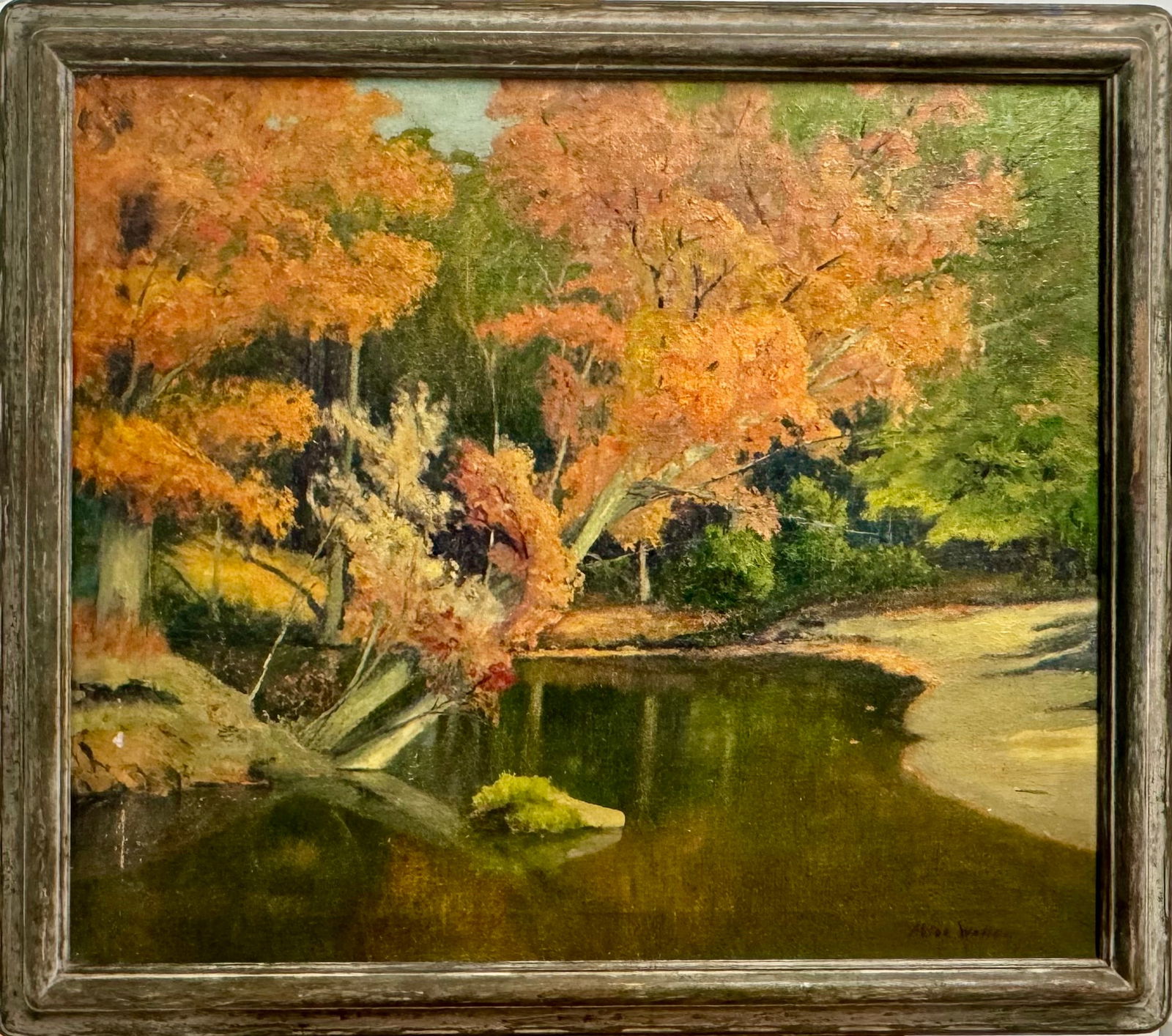 Antique American Female Impressionist New Jersey Alice Wells Landscape Oil Painting Signed (1 of 4)