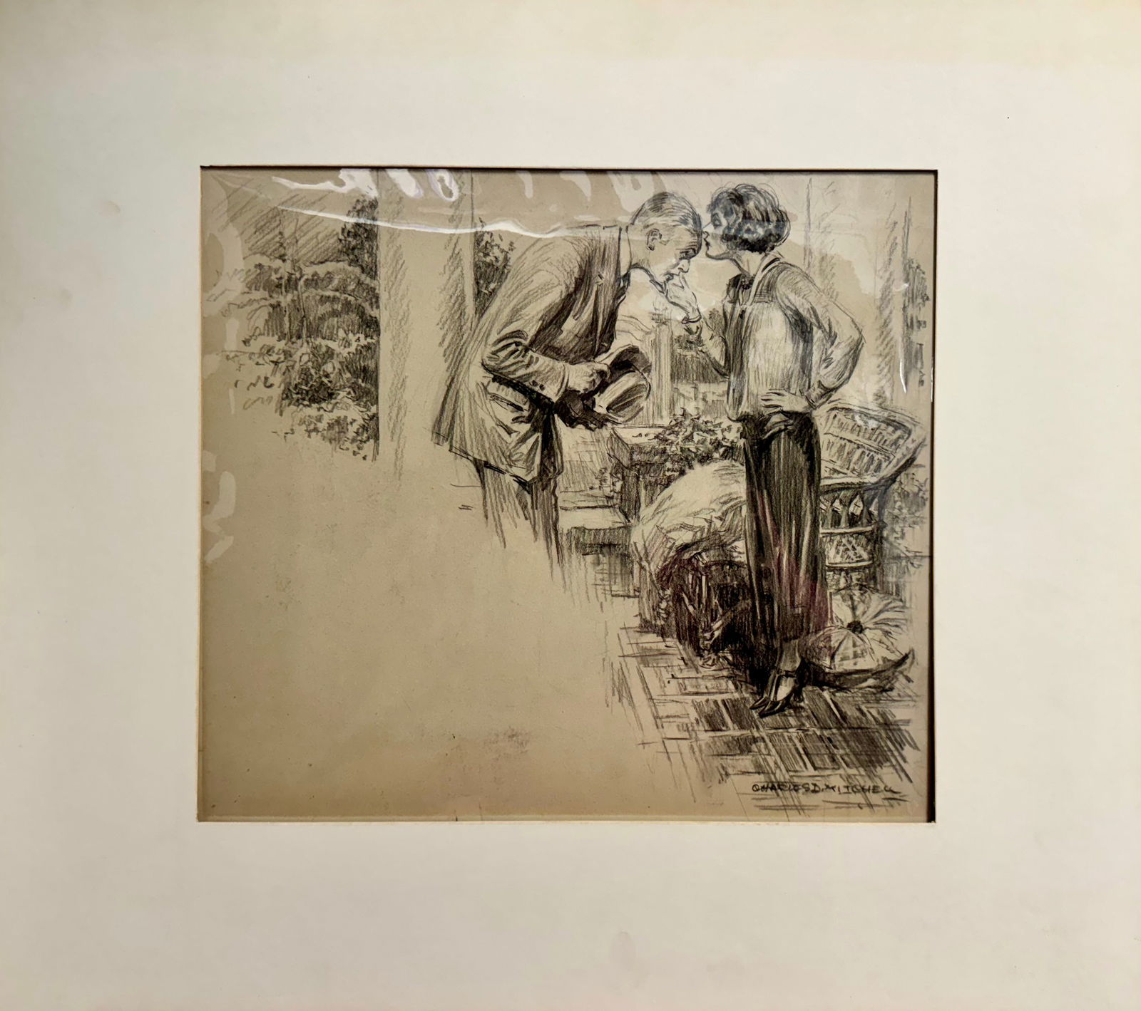 Vintage American New York Artist Illustration Original Drawing George Mitchell Signed (1 of 5)